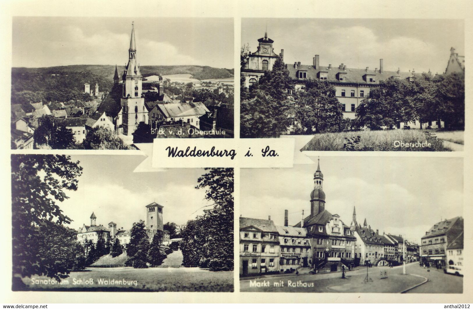 Rarität Waldenburg Sachsen MB Omnibus Rathaus Gasthaus Oberschule Sw 26.7.1963 Gel. 1955 Aufgenommen - Waldenburg (Sachsen)