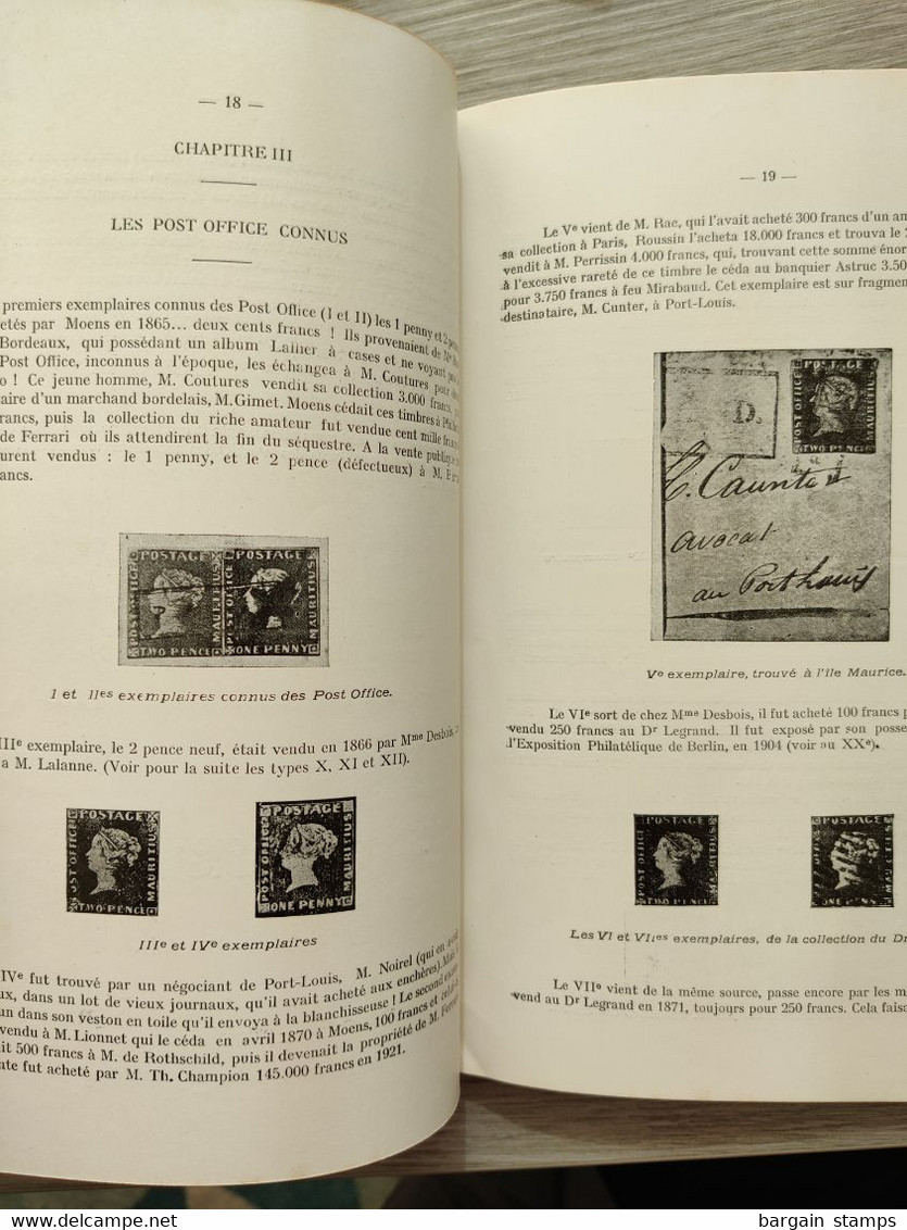 Les timbres-poste de l'ile Maurice  Georges Brunel 71 pages Editions Philatelia 1928 Exemplaire N°22 sur 135.