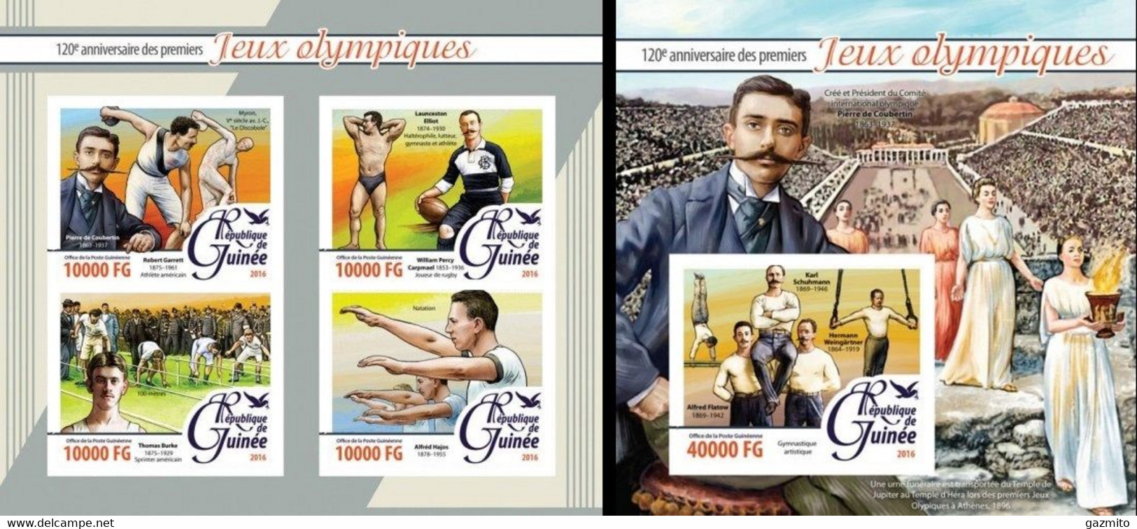 Guinea 2016, The First Olympic Games, De Coubertin, Athletic, 4val In BF +BF IMPERFORATED - Estate 1896: Atene