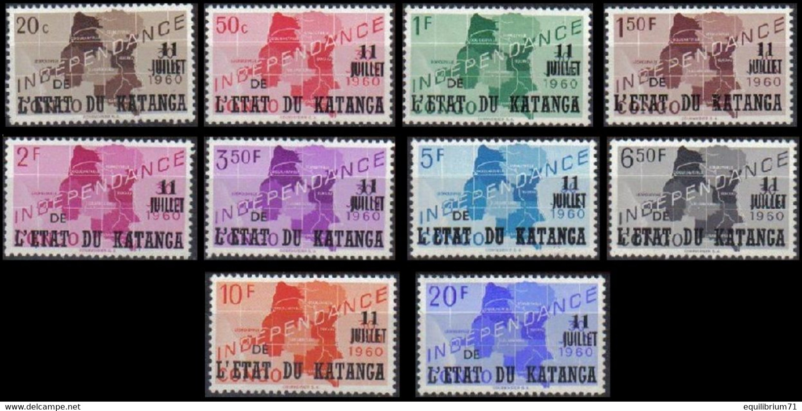40/49** Indépendance Du Congo Surchargés / Onafhankelijkheid Van De Congo Met Opdruk - KATANGA - Katanga