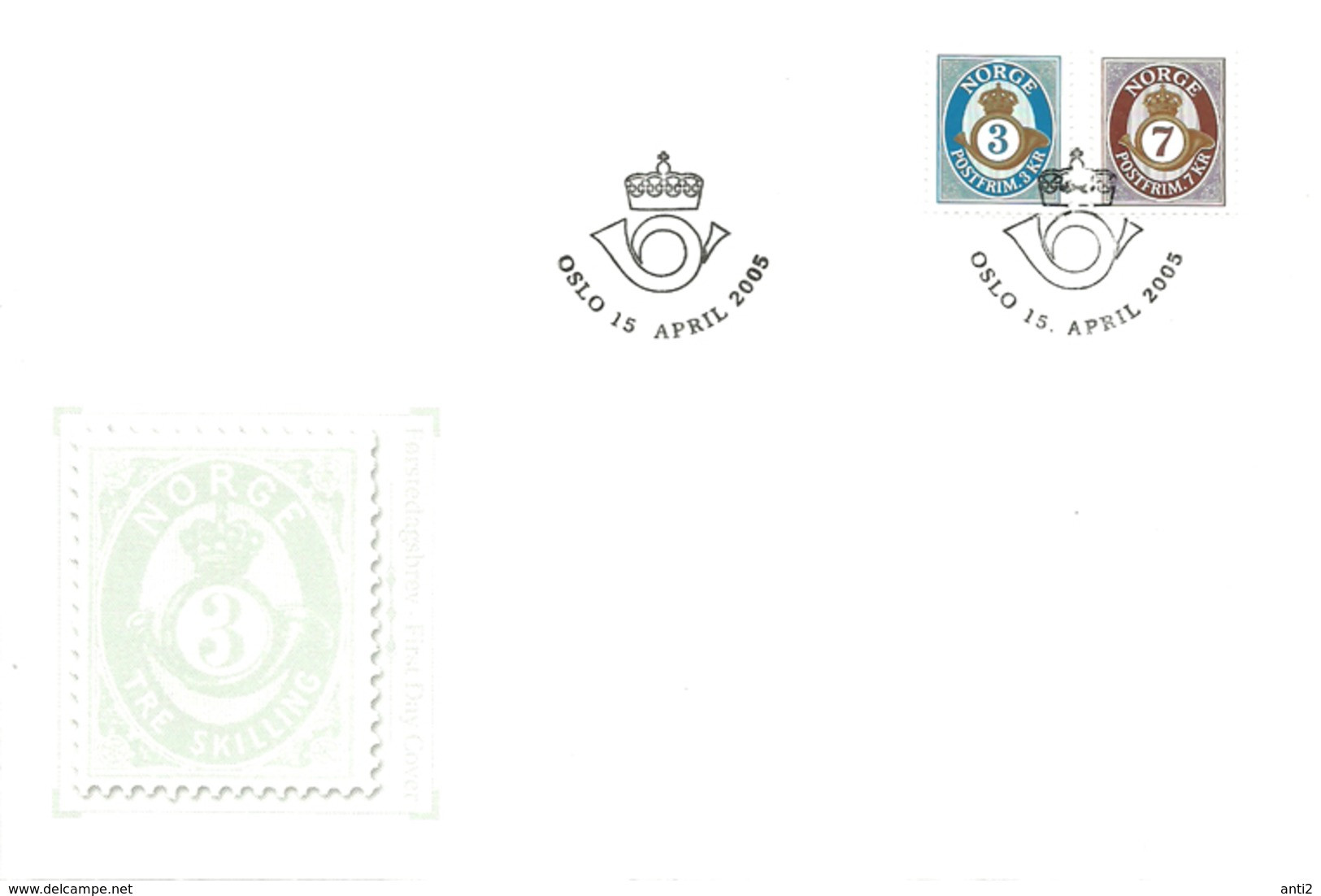 Norway Norge 2005  Posthorn 3kr And 7kr  Mi  1529-1530 FDC - Lettres & Documents