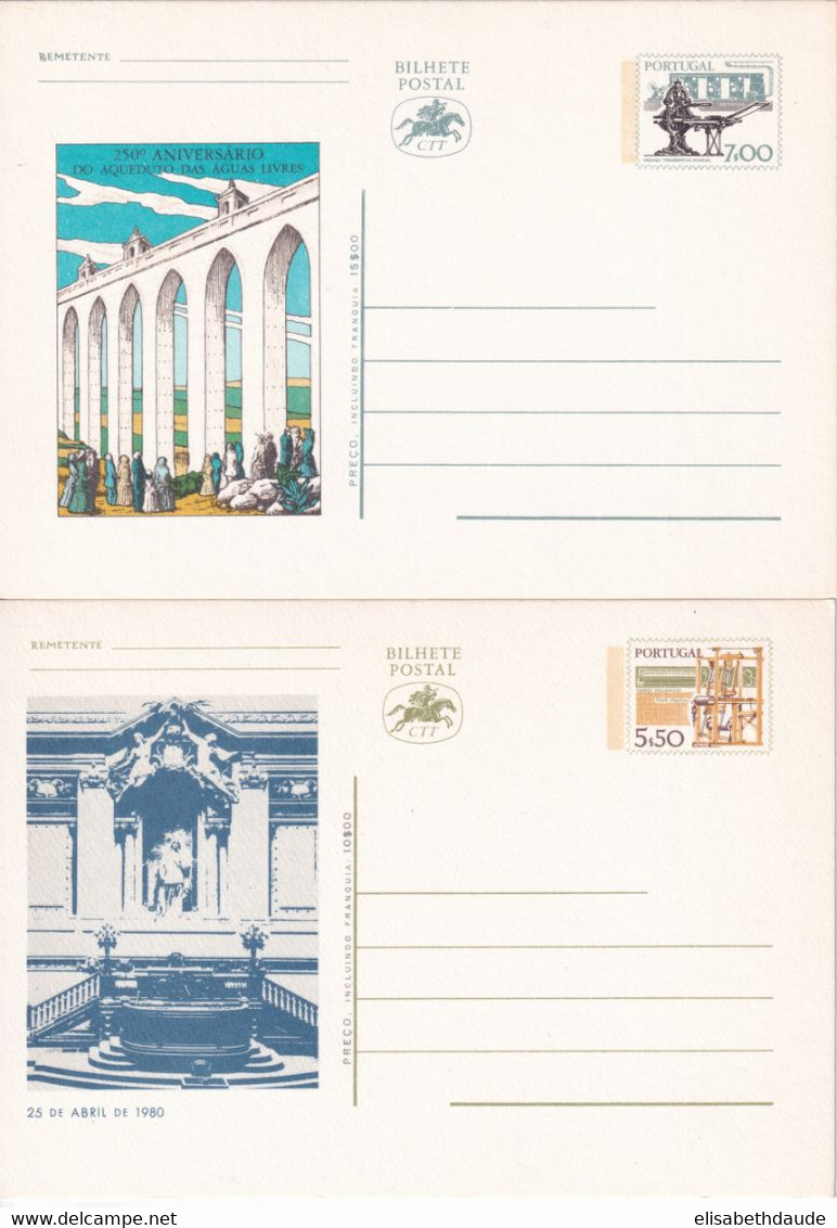 PORTUGAL - 1980/1981 - ENTIER POSTAL - BILDPOSTKARTE - 2 CP ILLUSTREES ! - Enteros Postales