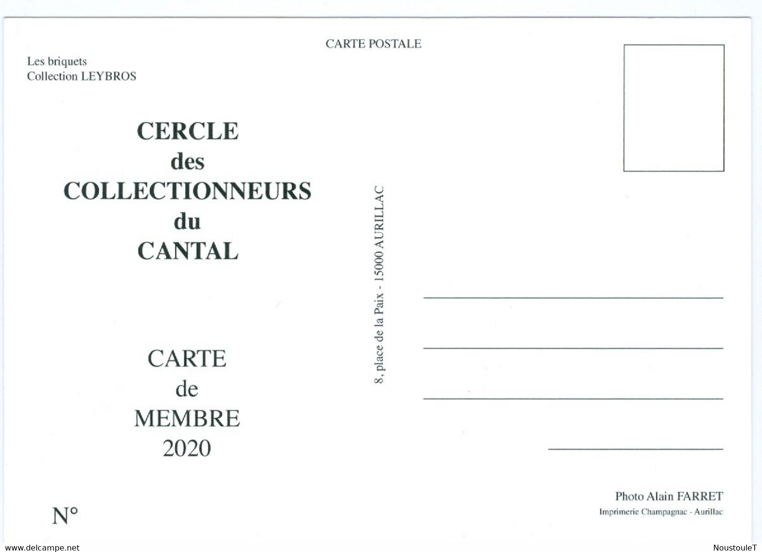 Carte De Membre Du Cercle Collectionneurs Du .Cantal : 2020  Thème : Les Briquets - Andere & Zonder Classificatie