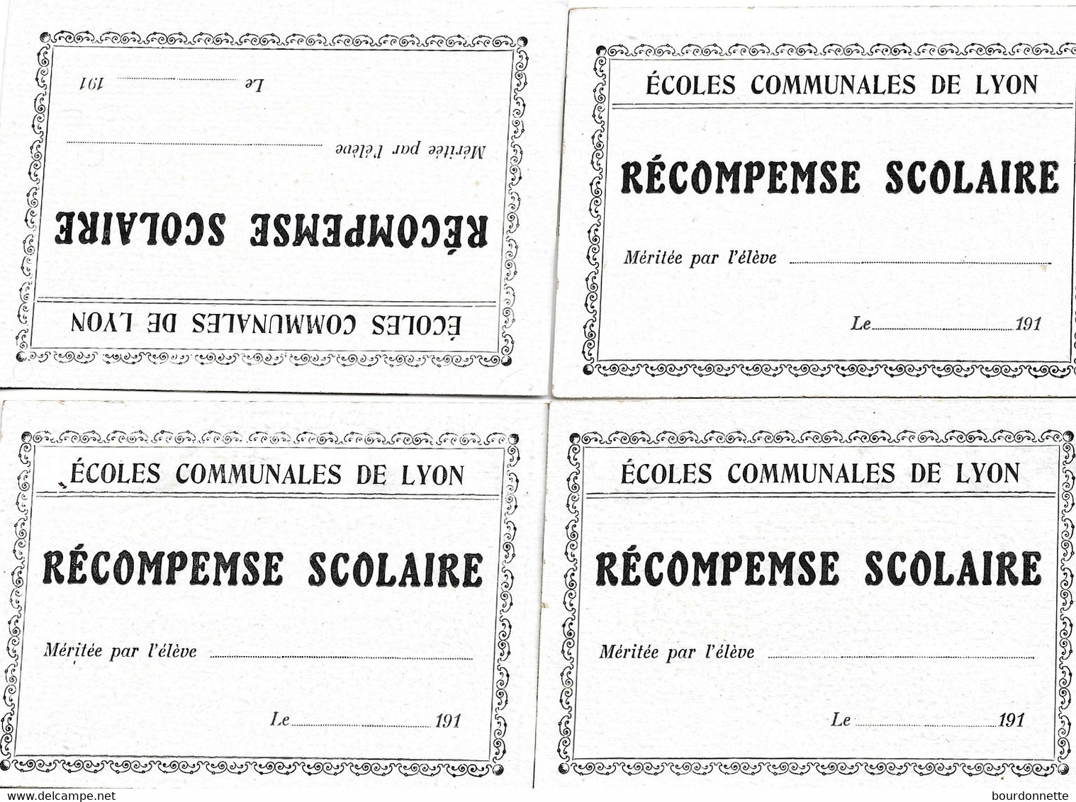 Lot De 4 Images Récompense Scolaire Ecoles Communales De LYON - Other & Unclassified