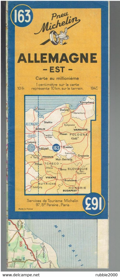 CARTE GEOGRAPHIQUE 1945 ALLEMAGNE EST IMPRIMEE AU DOS D UNE CARTE ALLEMANDE 1940 DE L ANGLETERRE MICHELIN WWII - 1939-45