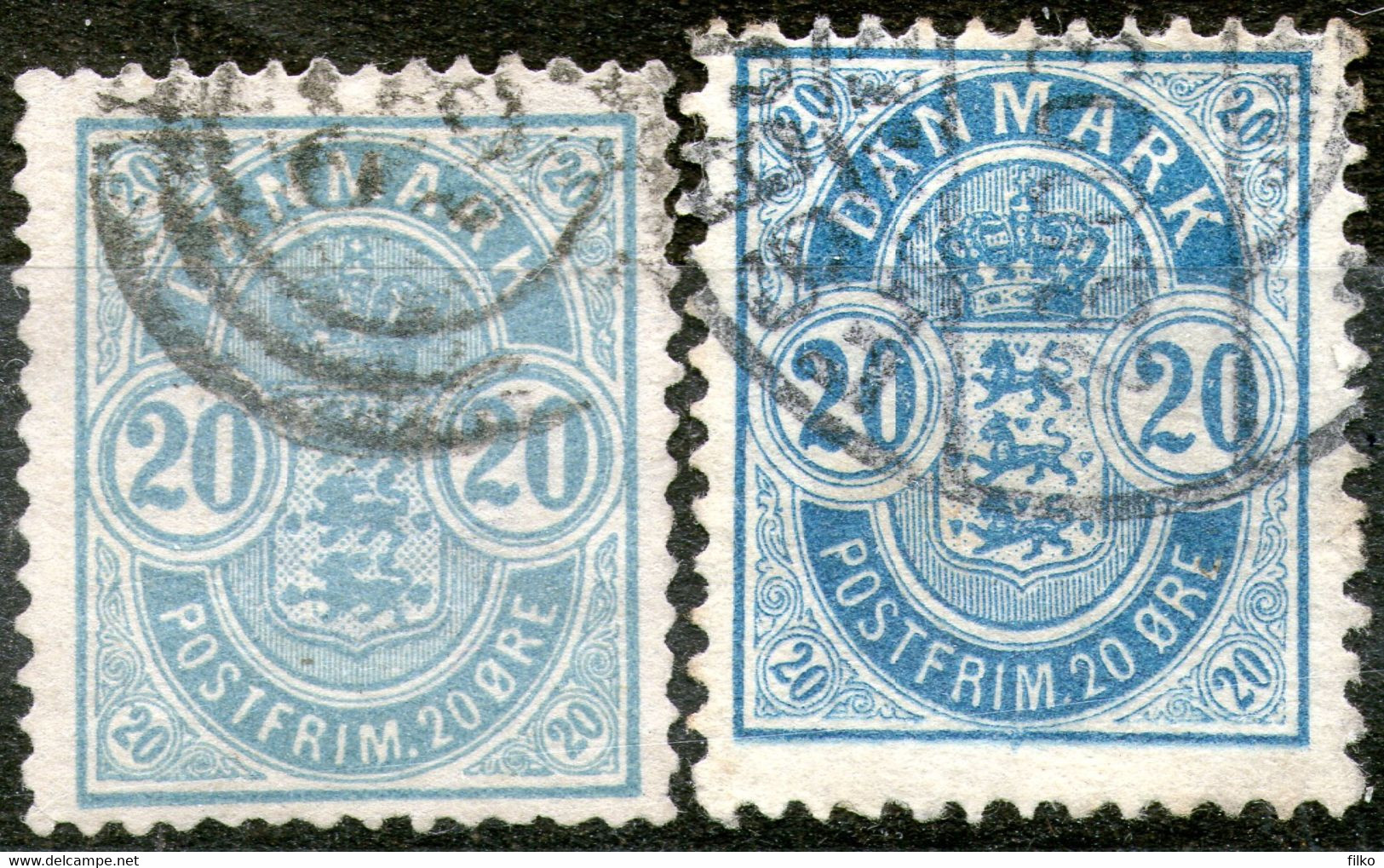 Denmark,1882/1895, Lot Of 2 X 20 Ore,cancell As Scan - Used Stamps