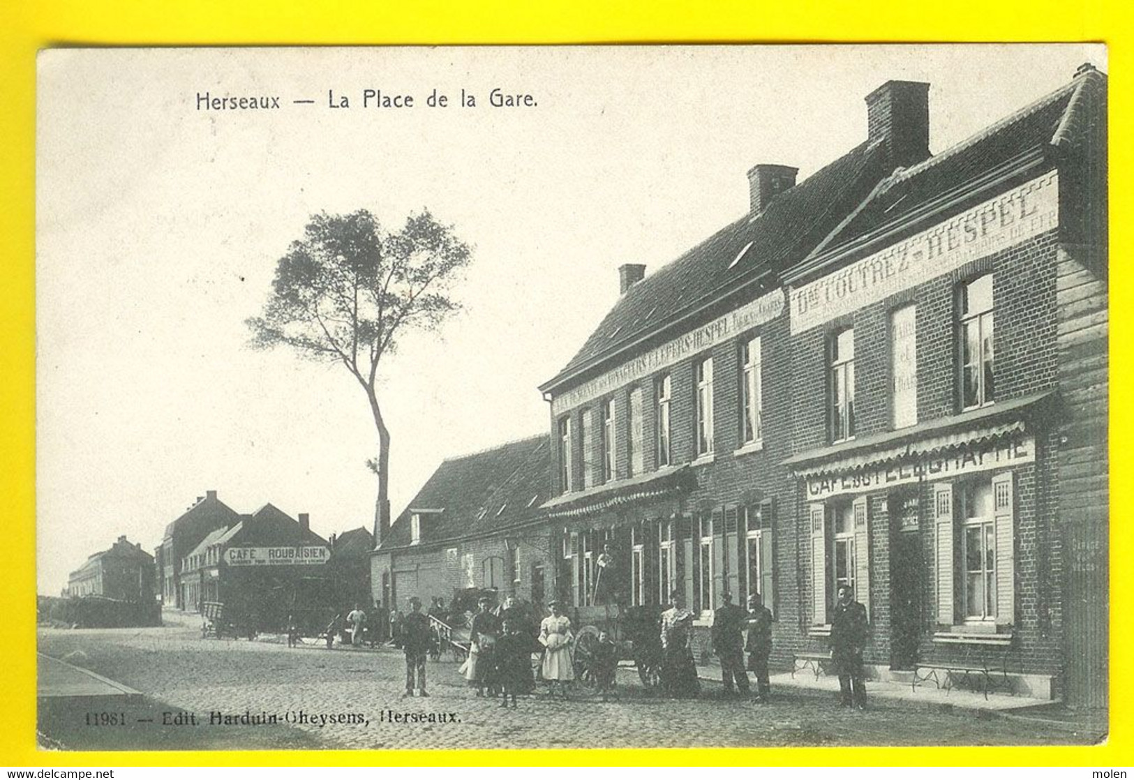 HERSEAUX PLACE DE LA GARE & CAFÉ DU TELEGRAPHE COUTREZ-HESPEL & CAFÉ ROUBAISIEN ESTAIMPUIS ESTAMINET ANIMEE HERZEEUW 334 - Estaimpuis