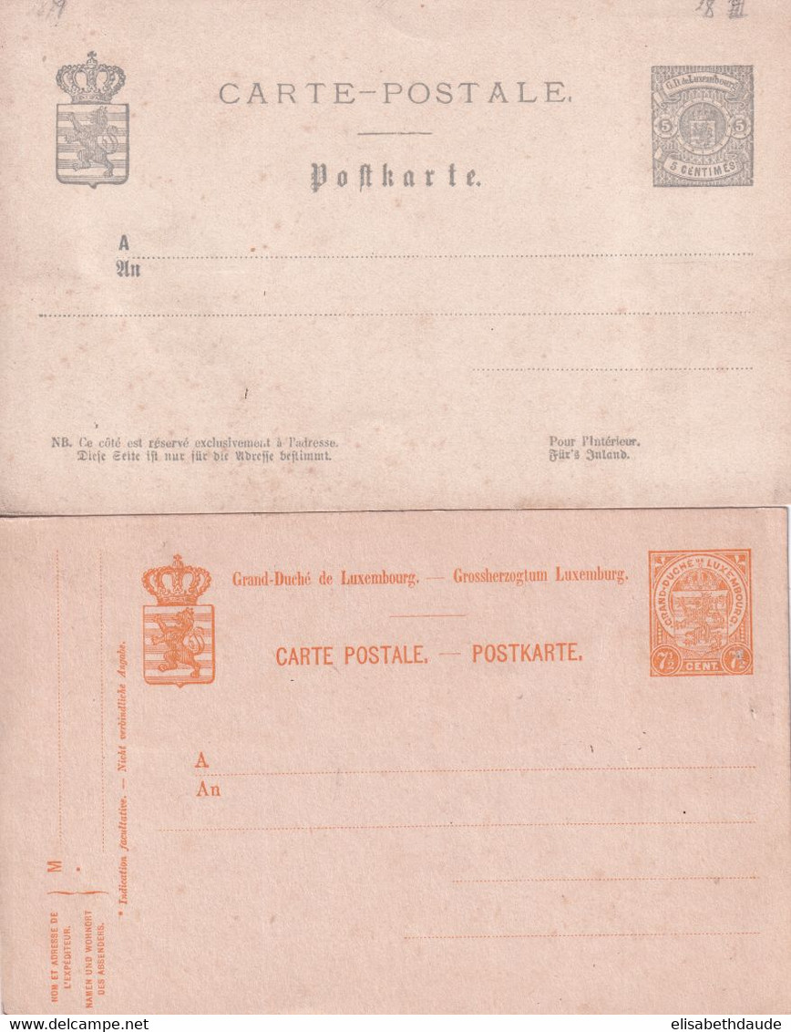 LUXEMBOURG - 1880/1919 - ENTIER POSTAL - 2 CARTES NEUVES - Postwaardestukken