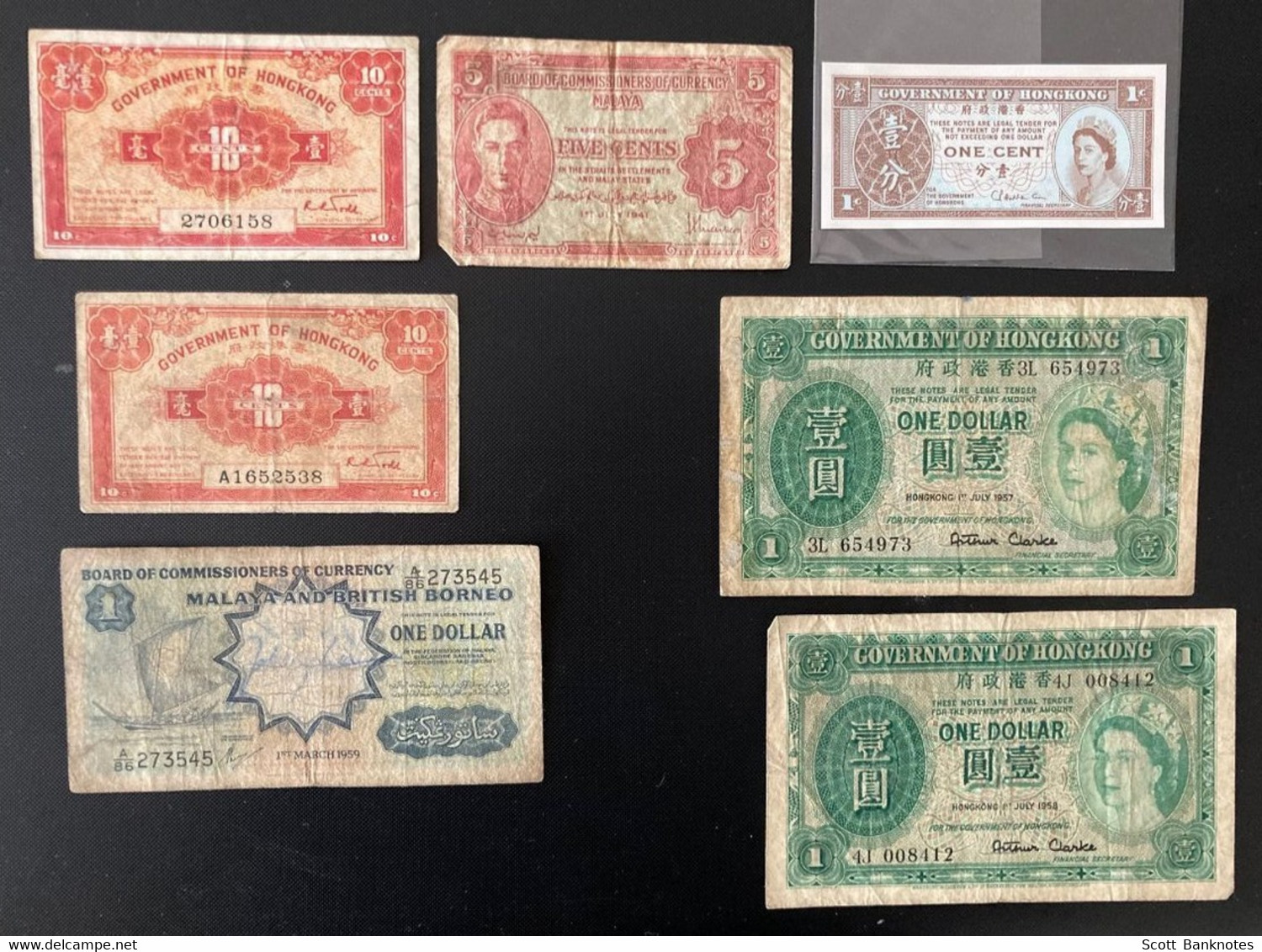 11 X Banknotes From Hong Kong, Singapore And Malaya - Hong Kong