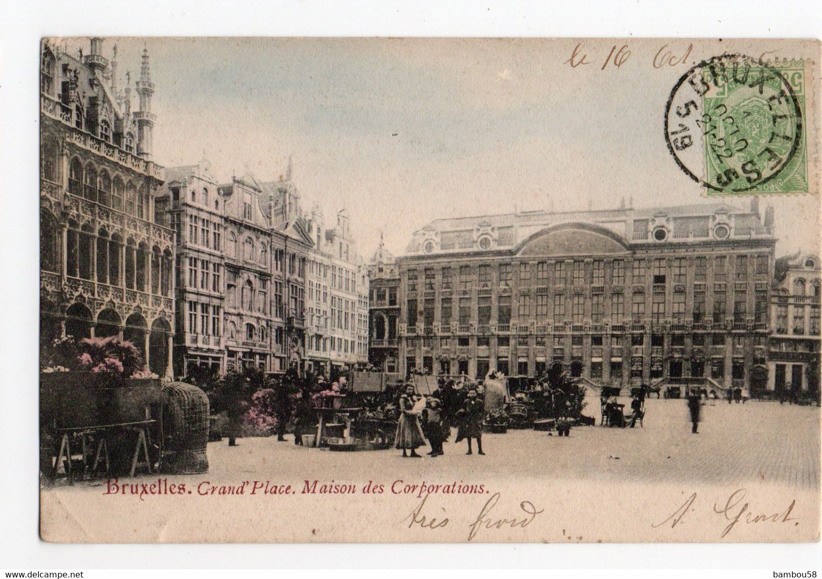 BRUXELLES * BELGIQUE * GRAND'PLACE * MAISONS DES CORPORATIONS * MARCHE AUX FLEURS * Carte Colorisée - Brussel Nationale Luchthaven