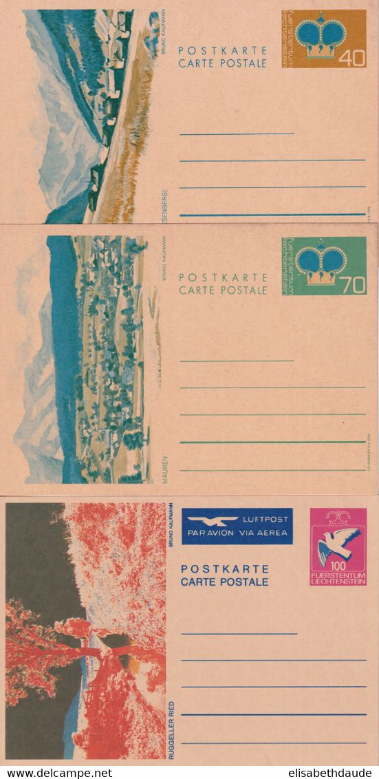 LIECHTENSTEIN - 1976/1984 - ENTIER POSTAL - 3 CARTES ILLUSTREES NEUVES - Postwaardestukken