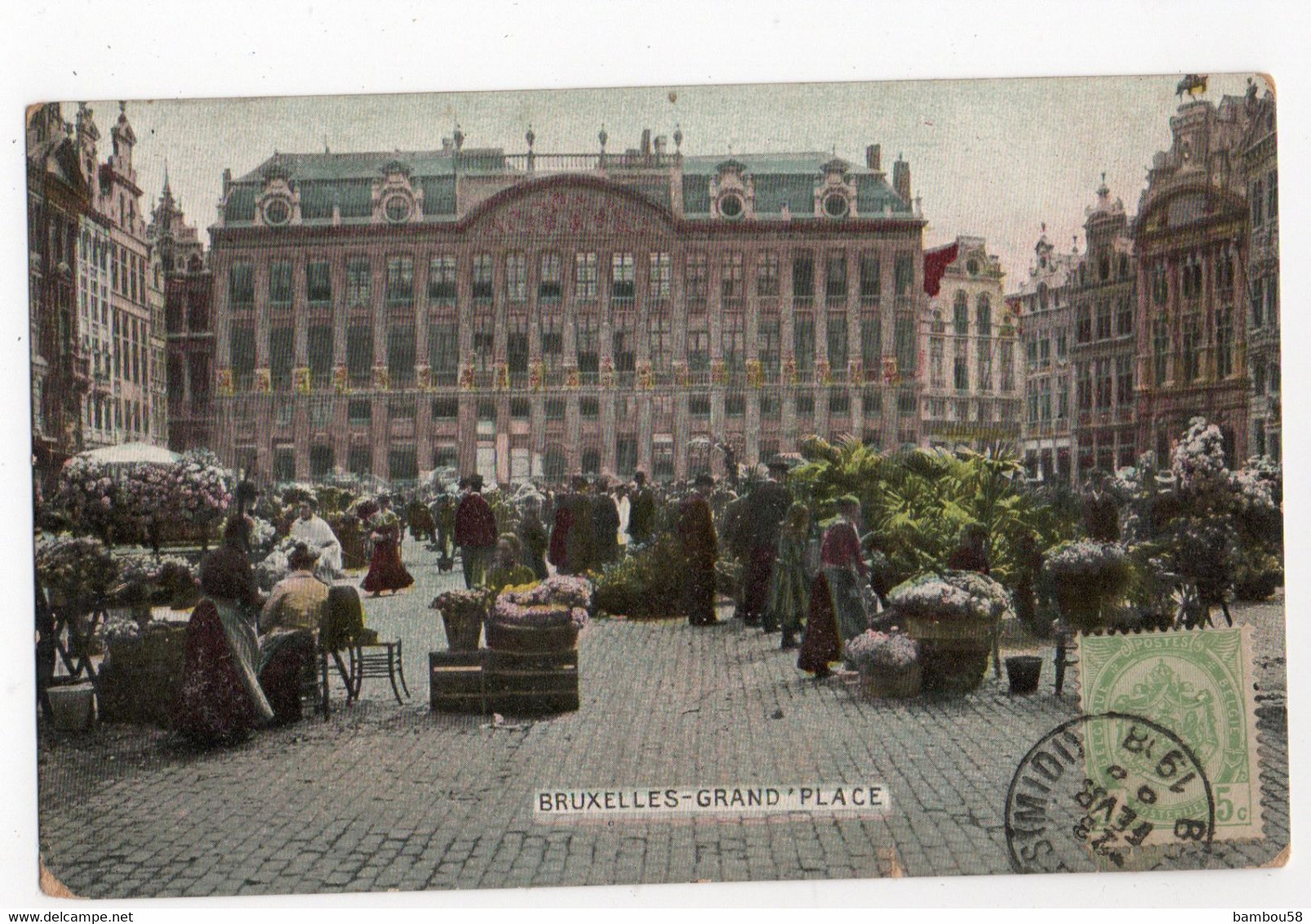 BRUXELLES * BELGIQUE * GRAND'PLACE * MARCHE AUX FLEURS * Carte Colorisée - Brussel Nationale Luchthaven