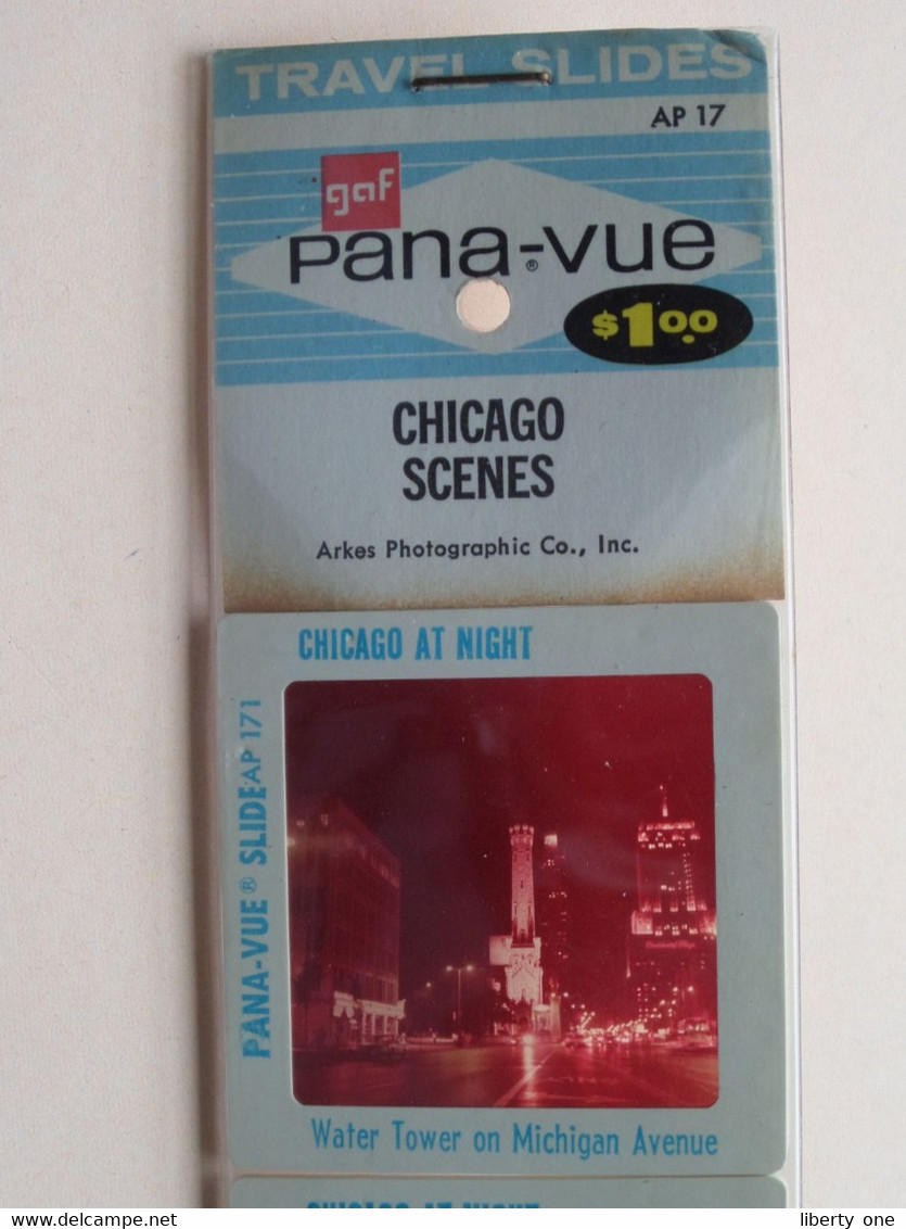 CHICAGO SCENES ( Set One VP-50 ) Pana-Vue Travel Color Slides By ARKES Photographic C° Inc.! - Dias