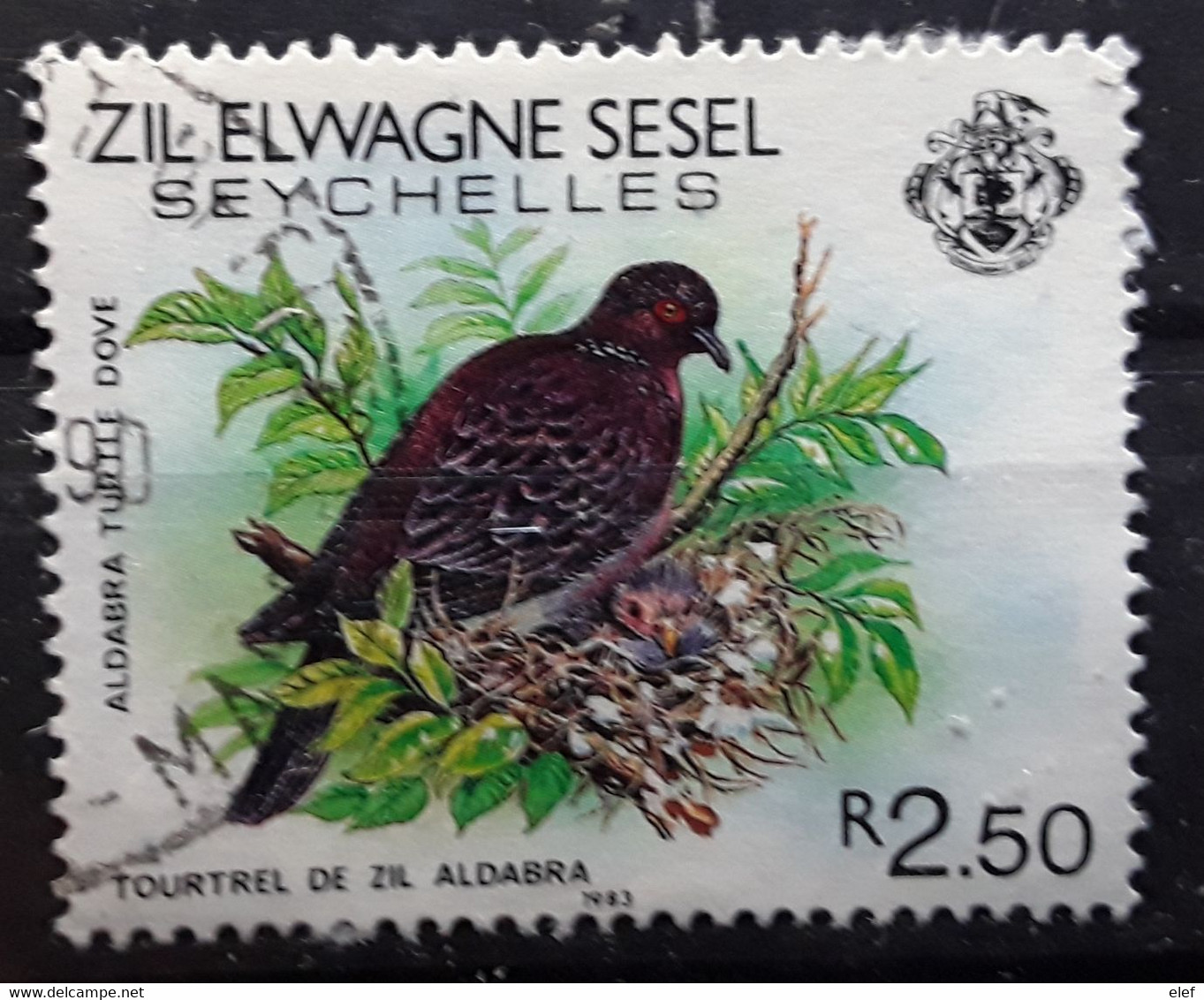 SEYCHELLES,  Oiseau TOURTREL DE ZIL ALDABRA Turtle Dove , 1983 , Obl TB - Grey Partridge