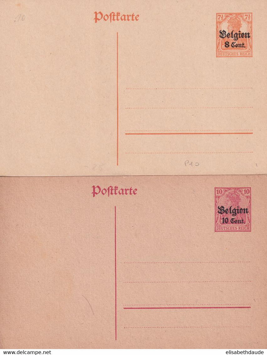 OCCUPATION ALLEMANDE En BELGIQUE - 1916/1917 - ENTIER POSTAL - 2 CARTES NEUVES P10 I + P11 II - OC1/25 Generalgouvernement 