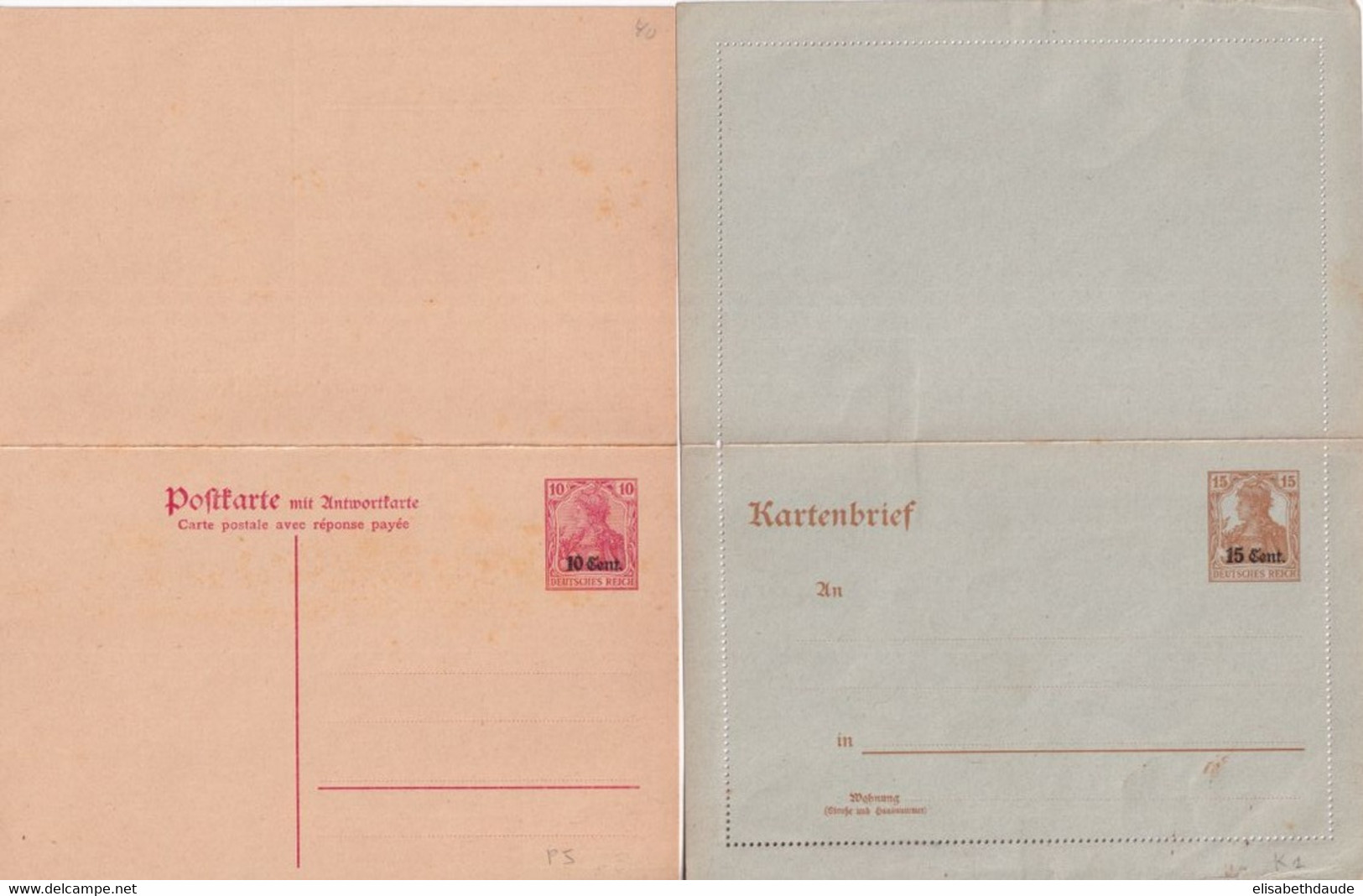 OCCUPATION ALLEMANDE En BELGIQUE - 1916/1917 - ENTIER POSTAL - CARTE P5 + CARTE-LETTRE K1 NEUVES - OC26/37 Etappengebied.