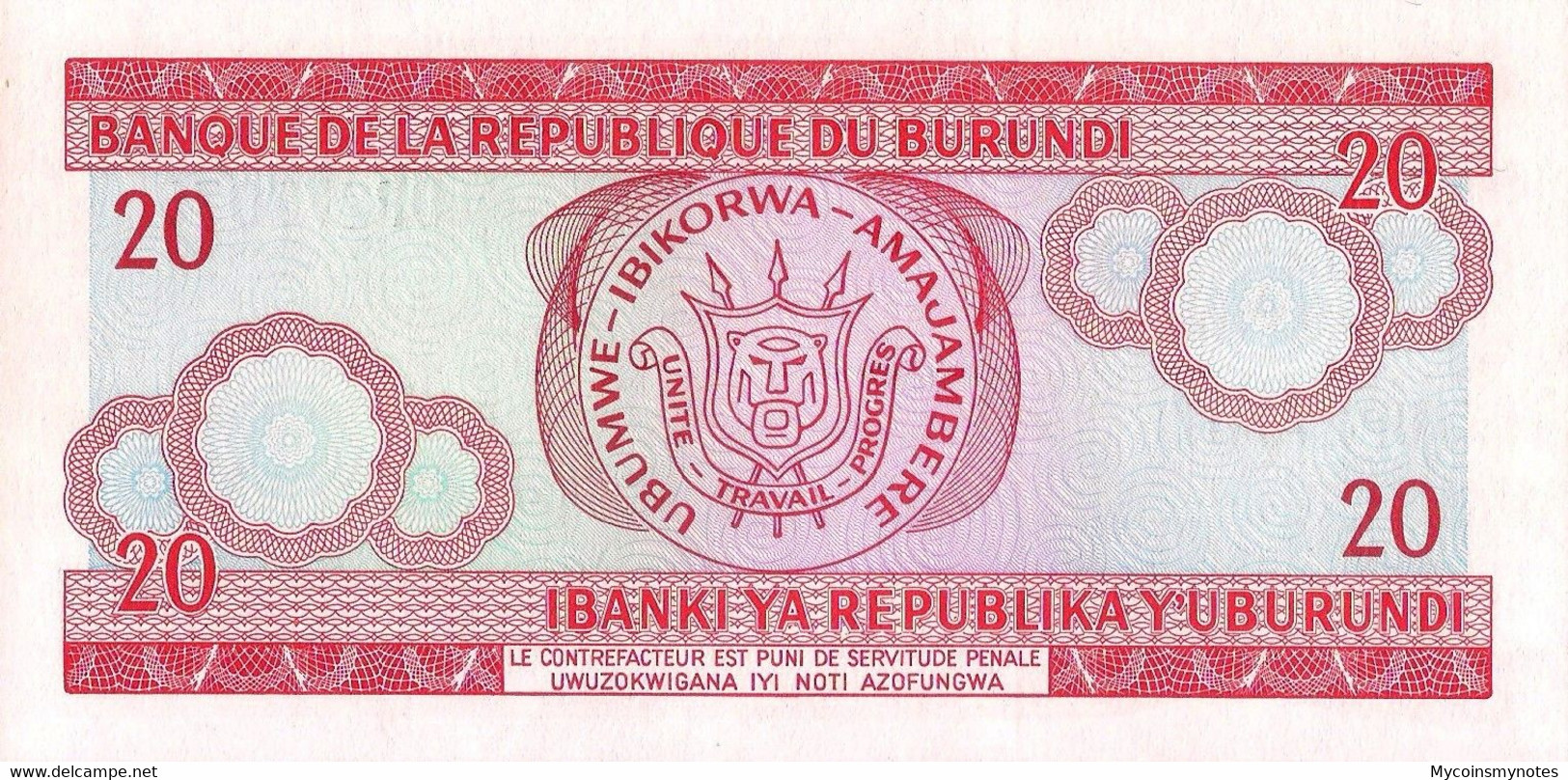 BURUNDI, 20 FRANCS, 2005, P27d, UNC - Burundi