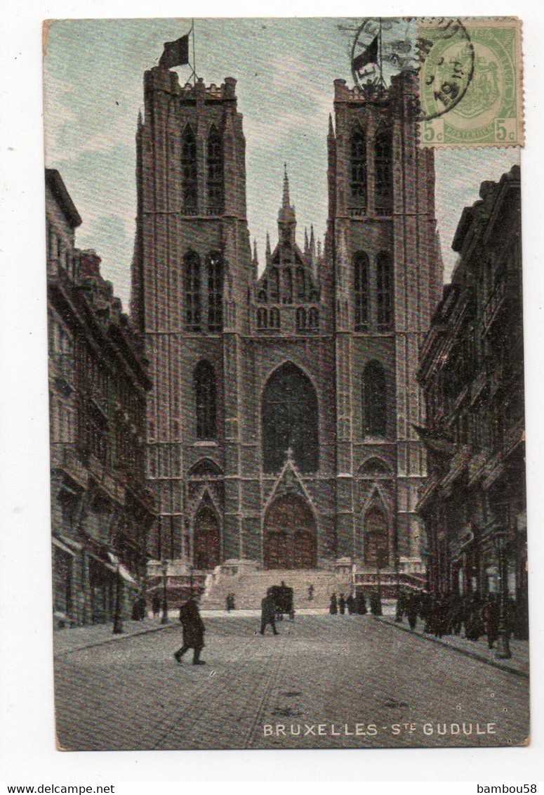 BRUXELLES * BELGIQUE * EGLISE STE GUDULE * Carte Colorisée - Brussel Nationale Luchthaven