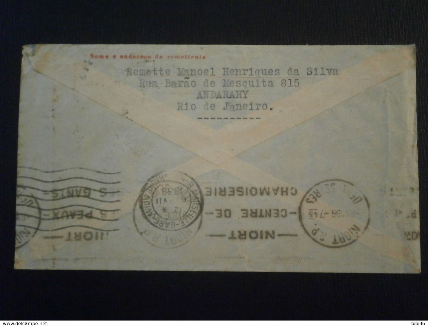 BRESIL BRAZIL AVION PLANE CONDOR ZEPPELIN LUFTANSA RIO JANEIRO NIORT DEUX SEVRES ENVELOPPE LETTRE DOCUMENT COURRIER - Poste Aérienne (Compagnies Privées)