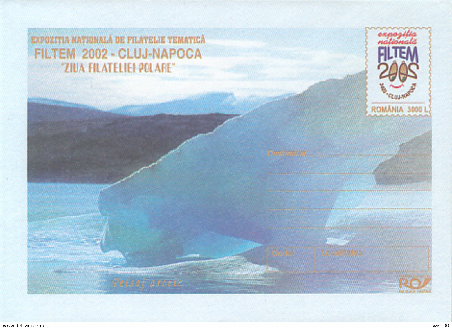 NORTH POLE, ARCTIC LANDSCAPE, COVER STATIONERY, ENTIER POSTAL, 2002, ROMANIA - Sonstige & Ohne Zuordnung