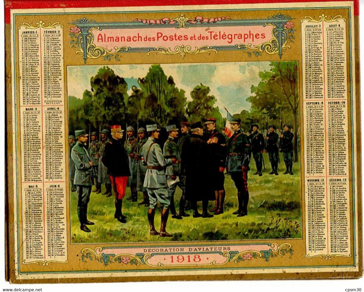 CALENDRIER GF 1918 - Décoration D'Aviateurs, Imprimeur Oberthur Rennes (calendrier Double Couverture) - Grand Format : 1901-20