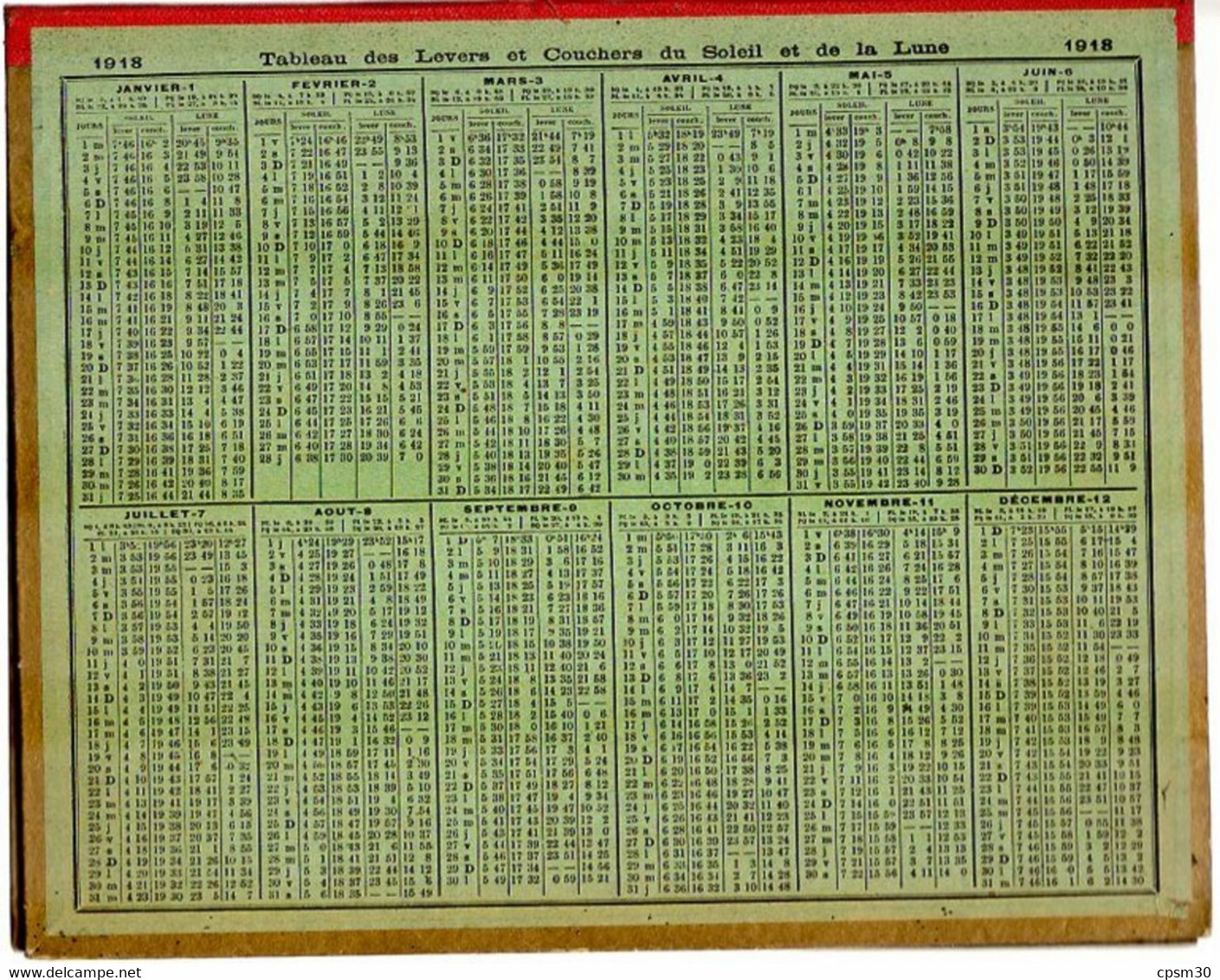 CALENDRIER GF 1918 - Décoration D'Aviateurs, Imprimeur Oberthur Rennes (calendrier Double Couverture) - Grand Format : 1901-20