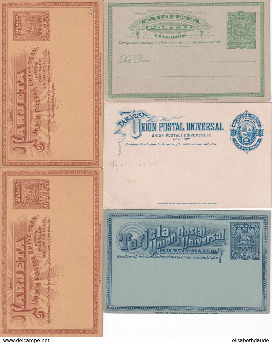 URUGUAY - ENTIER POSTAL - 4 CARTES DONT 1 AVEC REPONSE PAYEE NEUVES - Uruguay