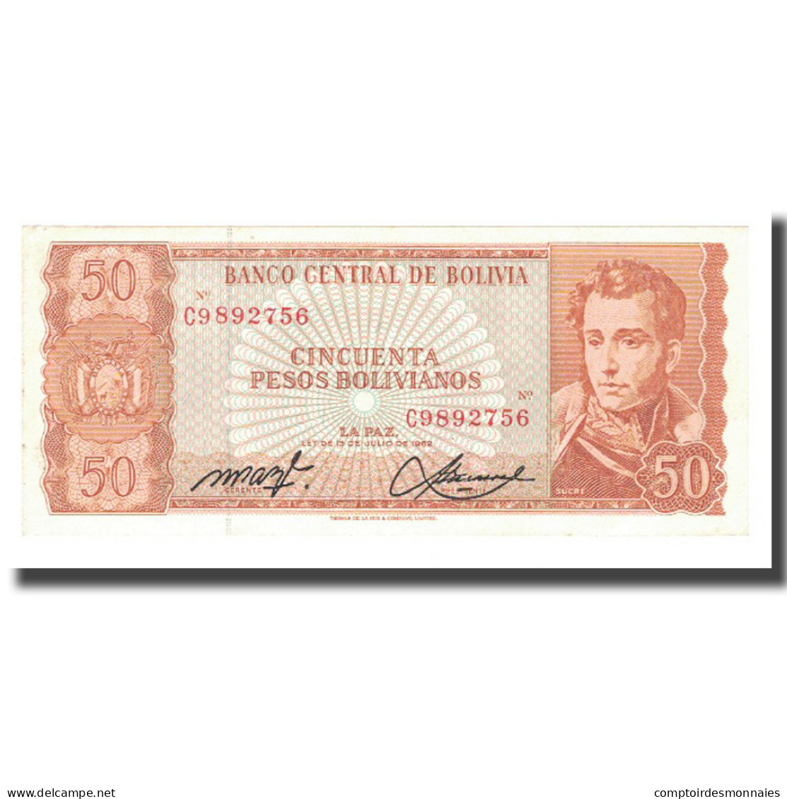 Billet, Bolivie, 50 Pesos Bolivianos, 1962, 1962-07-13, KM:162a, SUP - Bolivie