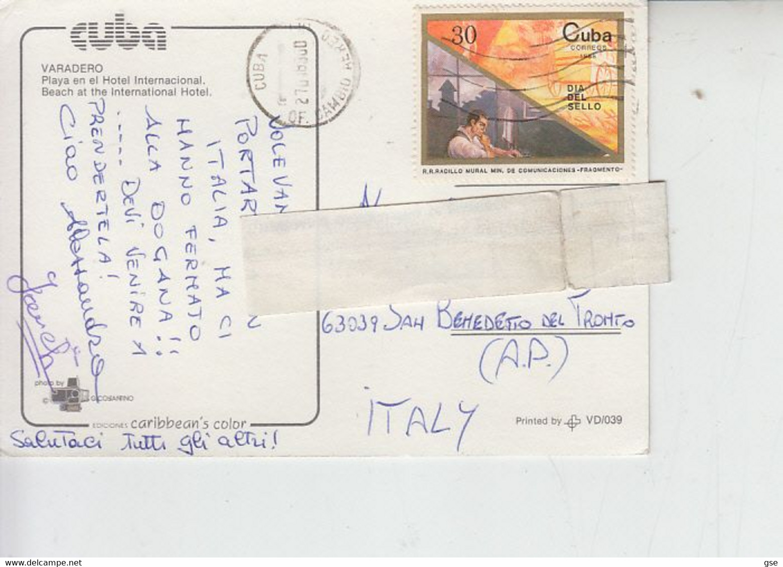 CUBA 1988 - Cartolina Pe Italia - Lettres & Documents