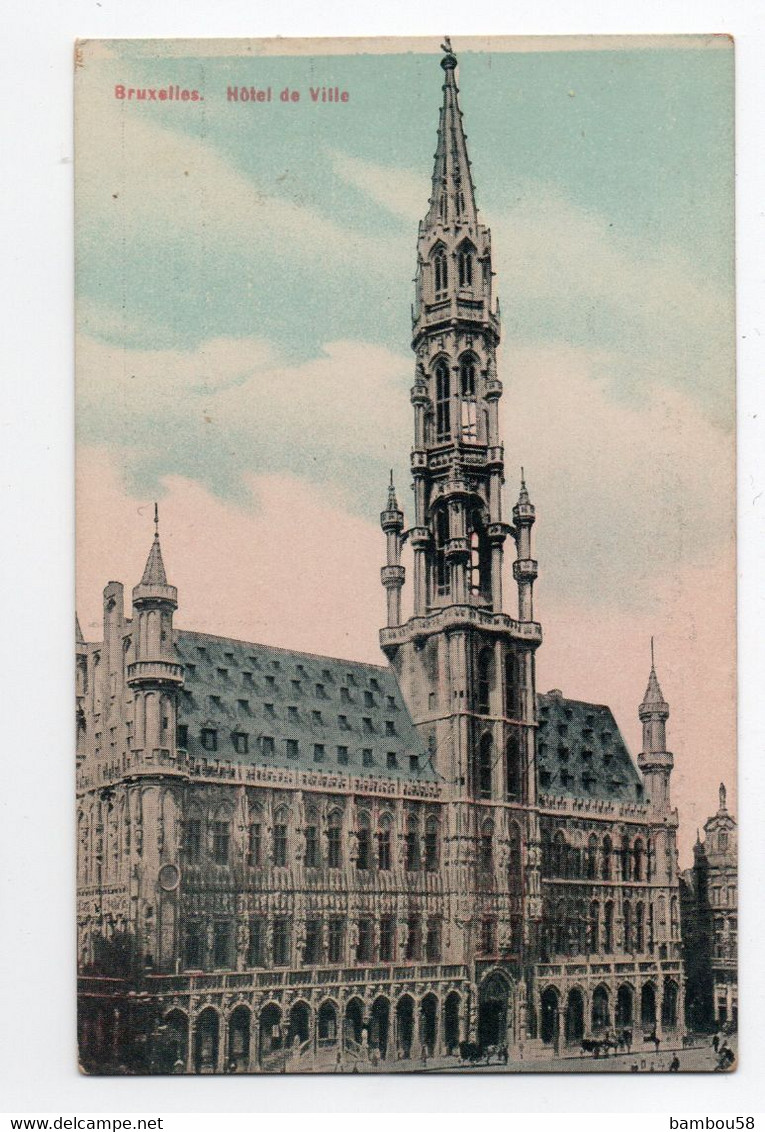 BRUXELLES * BELGIQUE * HOTEL DE VILLE * Carte Colorisée - Aeroporto Bruxelles