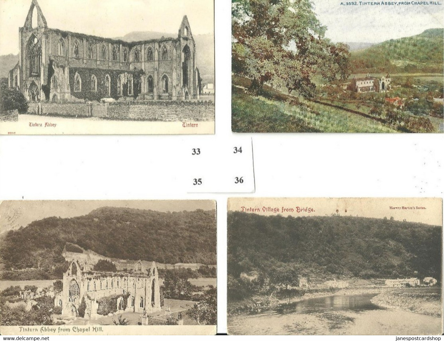 FOUR POSTCARDS TINTERN ABBEY AND TINTERN VILLAGE - MONMOUTHSHIRE - WALES - Monmouthshire