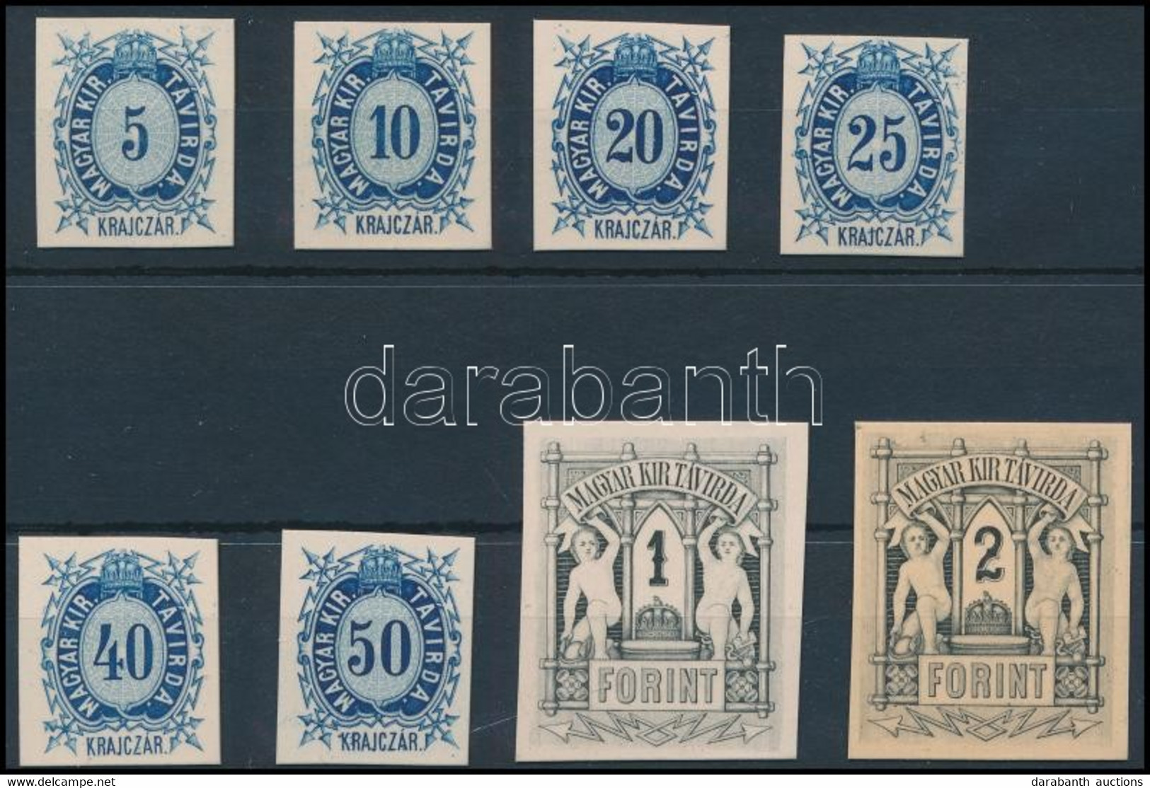 (*) 1874 Távirda Sor , Az Eredeti Nyomólemezről Készült Fogazatlan Próbanyomatok Kartonpapíron / Telegraph Stamps Mi 11- - Other & Unclassified