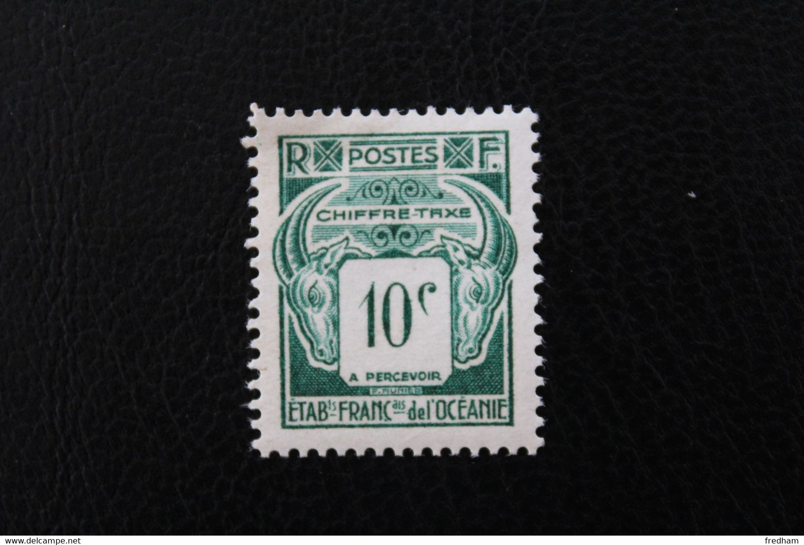 1948,ETABTS FRANCAIS DE L'OCEANIE TIMBRE-TAXE Y&T NO TA18 10C VERT VALEUR DANS UN CARRE NEUF MNH** - Segnatasse