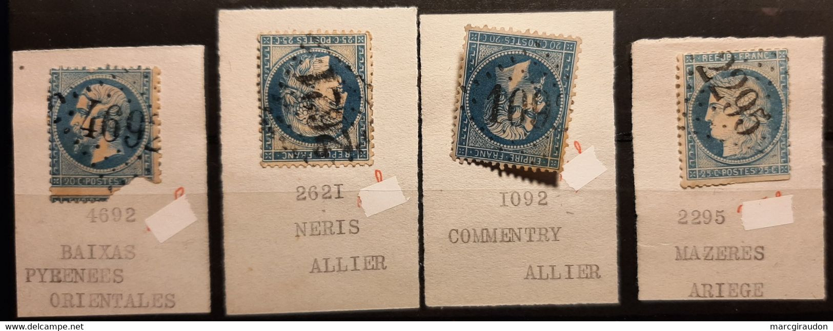 lot de 24 timbres France oblitérés : Empire Franc et type Cérès dentelés