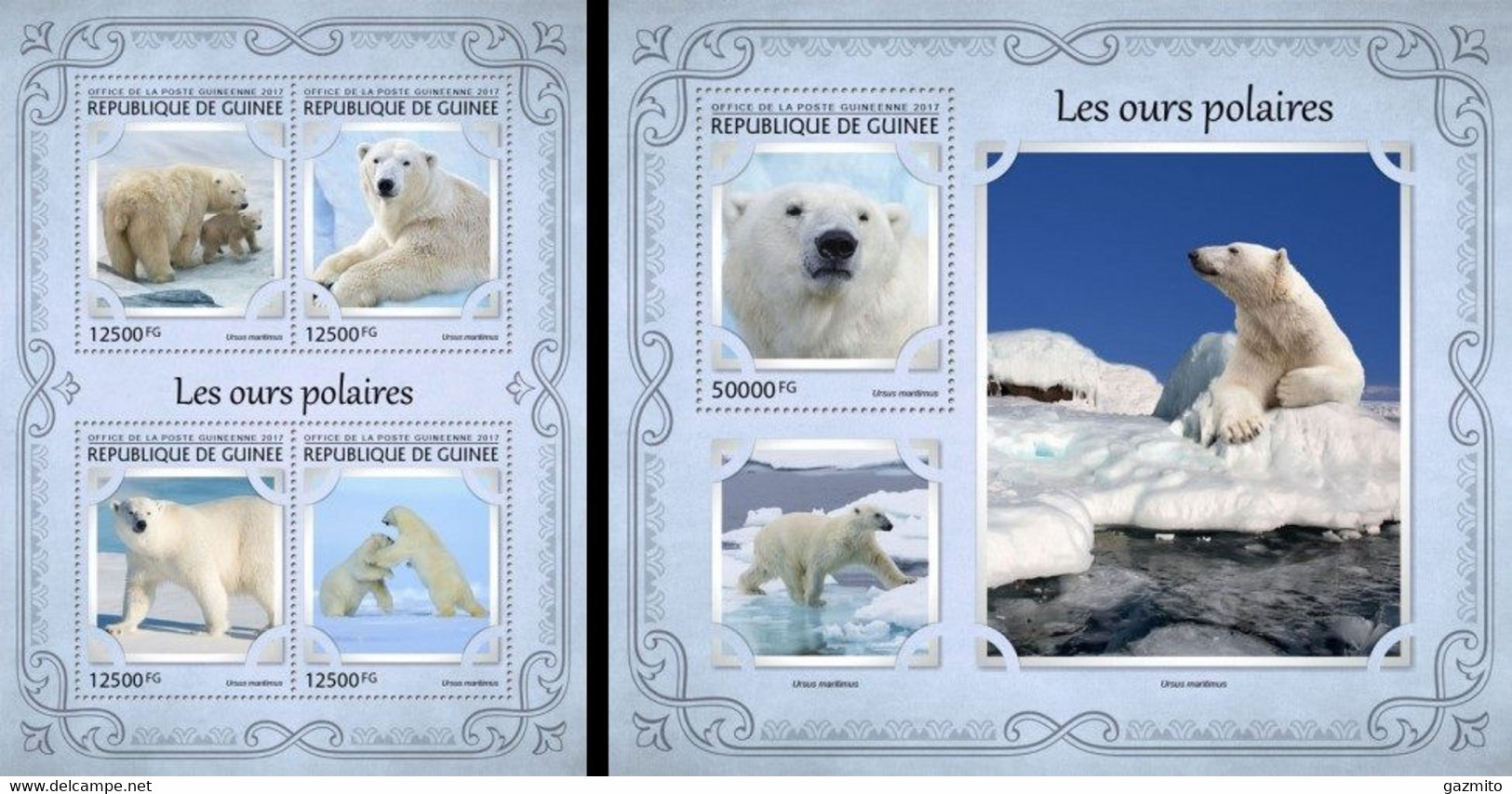 Guinea 2017, Animals, Polar Bear, 4val In BF +BF - Faune Arctique