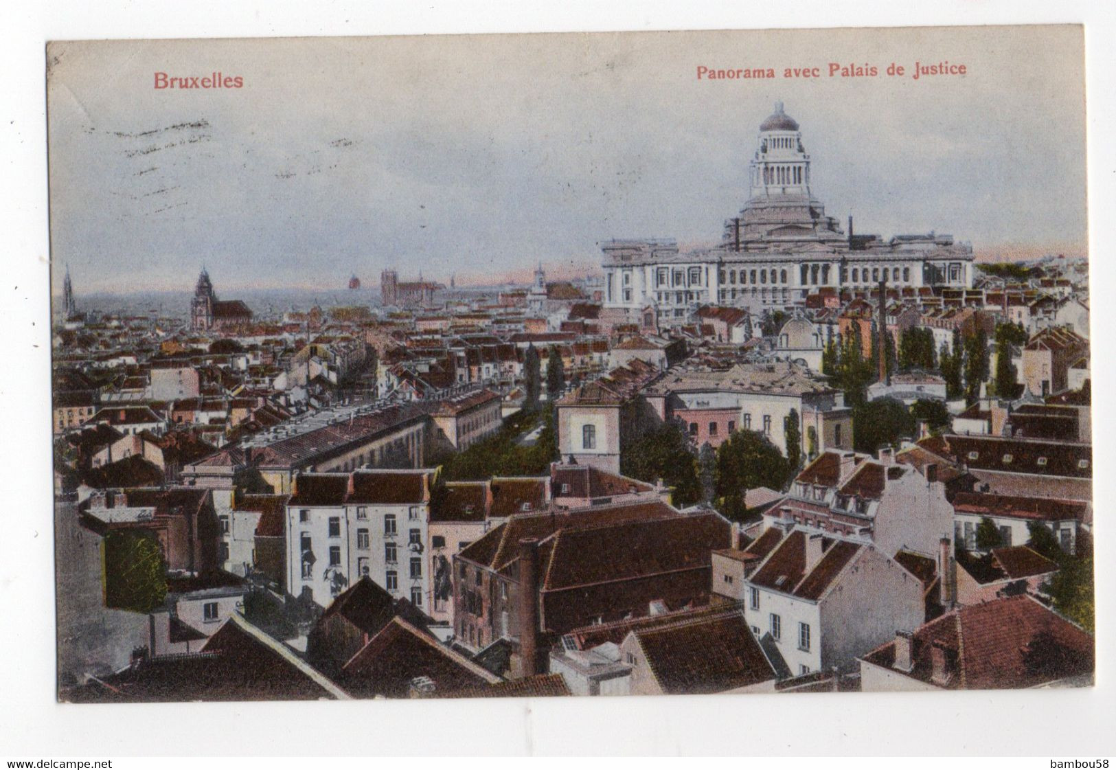 BRUXELLES * BELGIQUE * PANORAMA AVEC LE PALAIS DE JUSTICE * Carte Colorisée - Brussels Airport