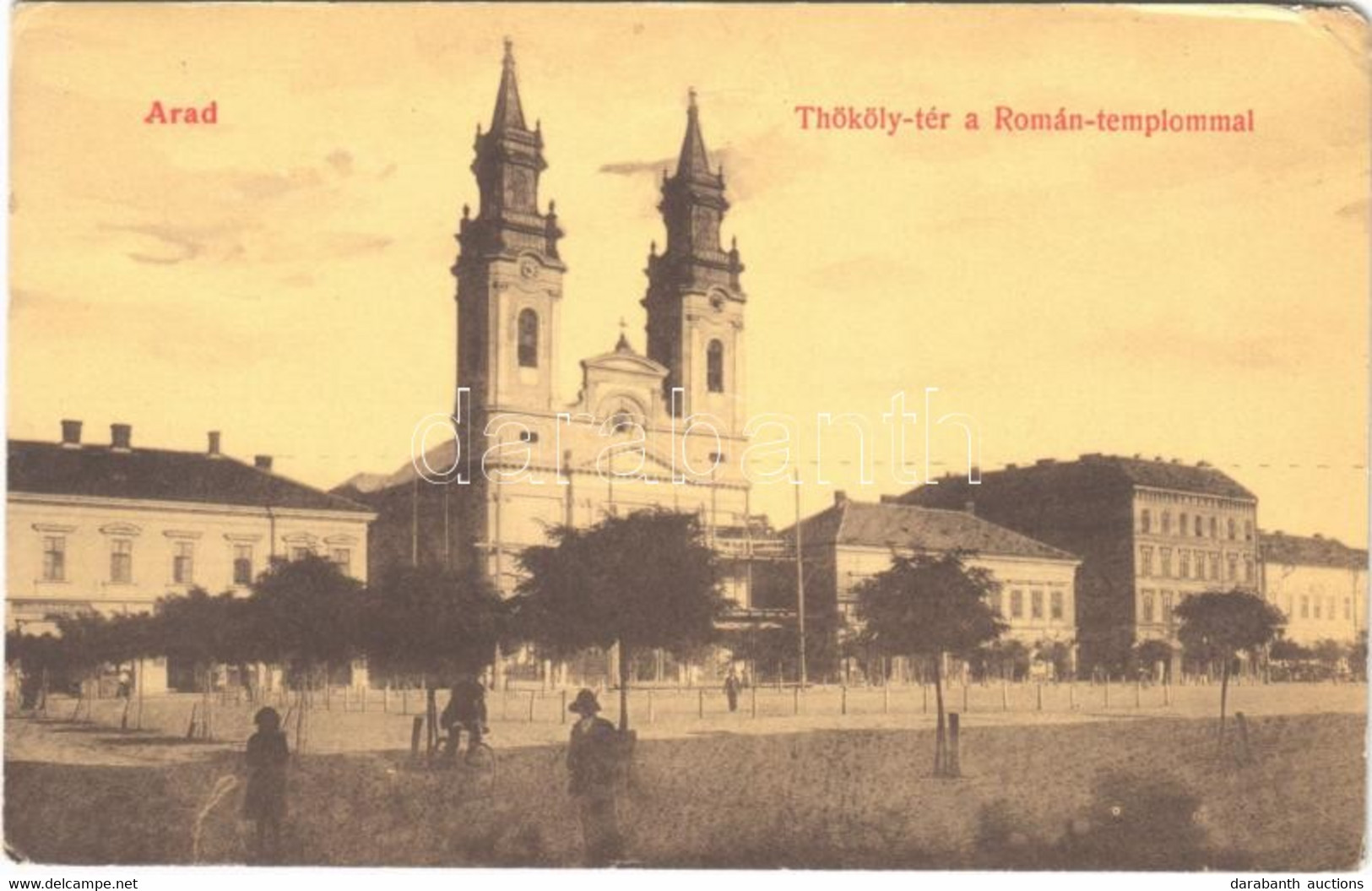 T2/T3 1907 Arad, Thököly Tér, Román Templom átépítés Alatt, Schumann M. üzlete. W. L. 517. / Square, Romanian Church In  - Unclassified