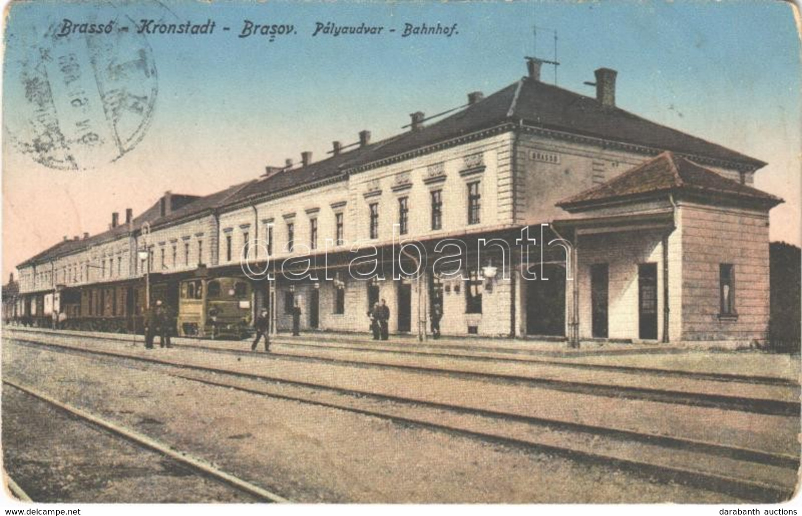 T2/T3 1915 Brassó, Kronstadt, Brasov; Pályaudvar, Vasútállomás, Vonat / Bahnhof / Railway Station, Train (kopott Sarkak  - Unclassified