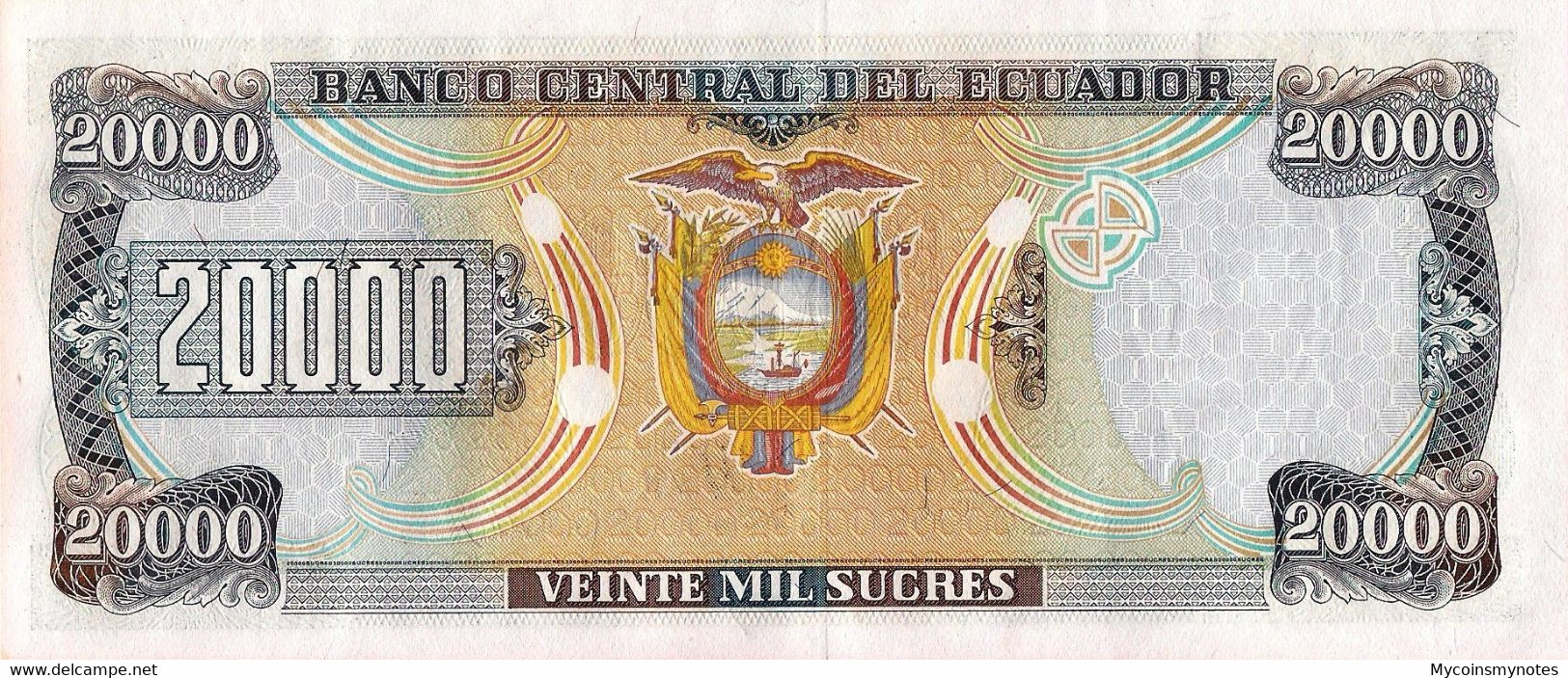 ECUADOR, 20000 Sucres, 12/07/1999, PNEW (Not Listed In Catalog), UNC - Surinam