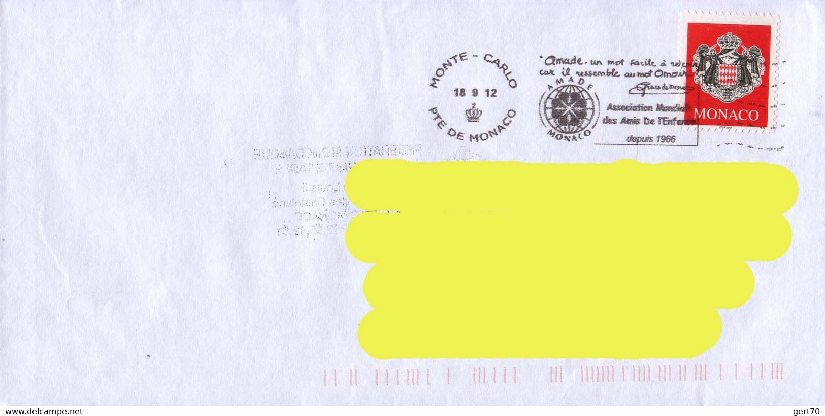 Monaco 2014, World Association For Children / Association Mondiale Des Amis De L'Enfance (postmark). - Lettres & Documents