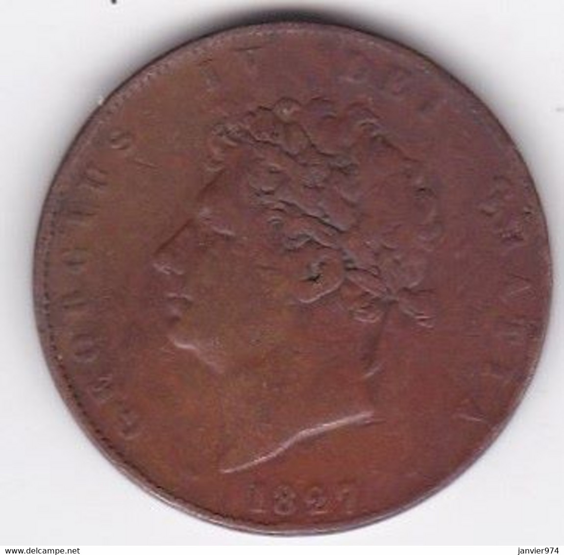 Grand Bretagne Half Penny 1827  George IV , En Cuivre , KM# 692 - C. 1/2 Penny