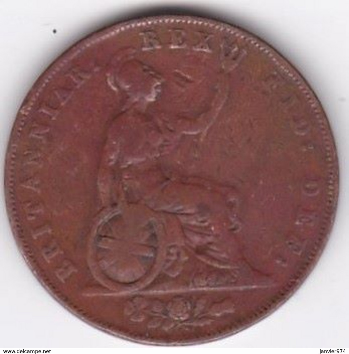 Grand Bretagne Half Penny 1827  George IV , En Cuivre , KM# 692 - C. 1/2 Penny