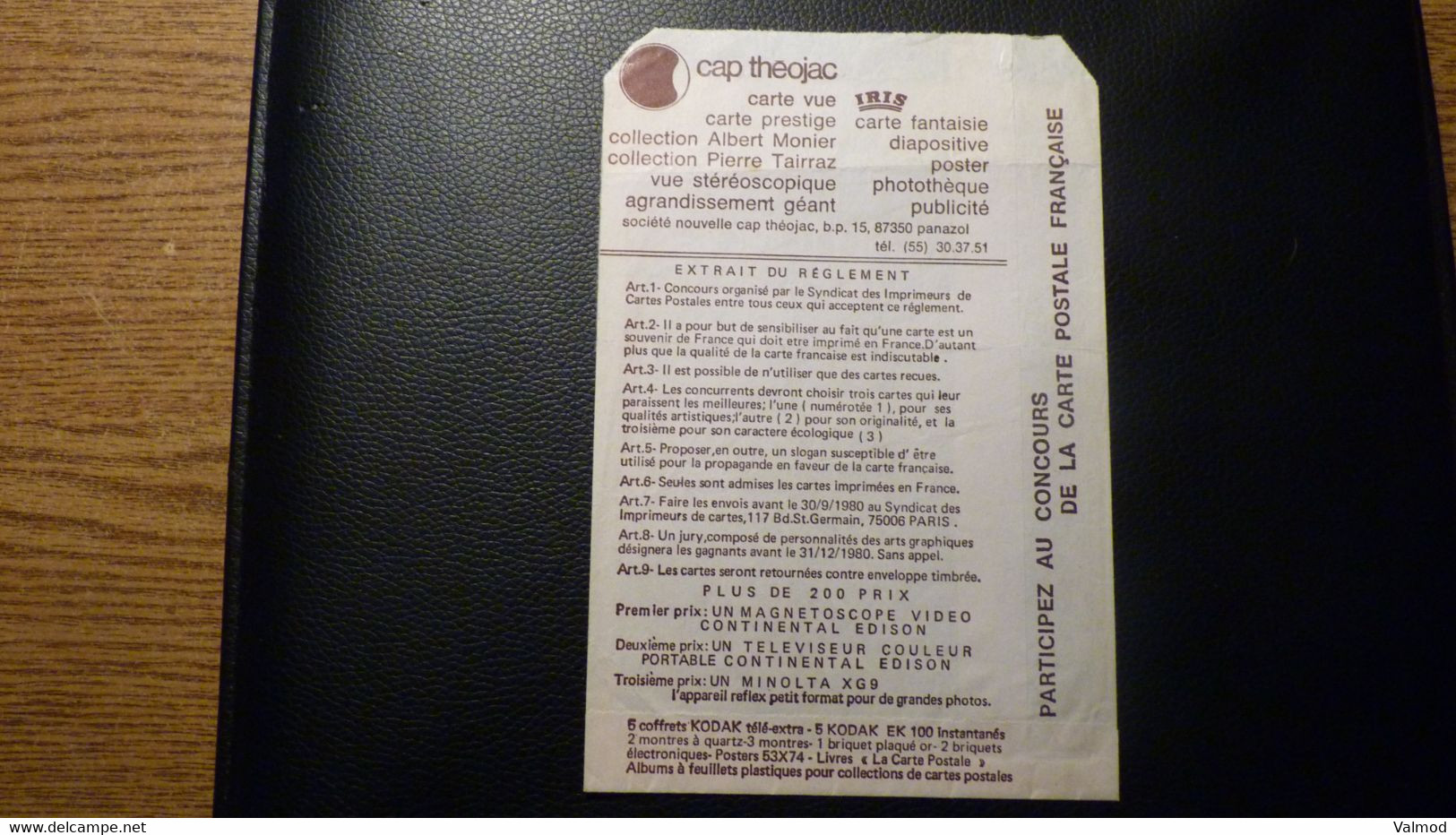 Pochette Cartes Postales IRIS - Jeu Concours Organisé Par Les Imprimeurs De Cartes Postales 1980-Extrait Du Règlement. - Matériel Et Accessoires