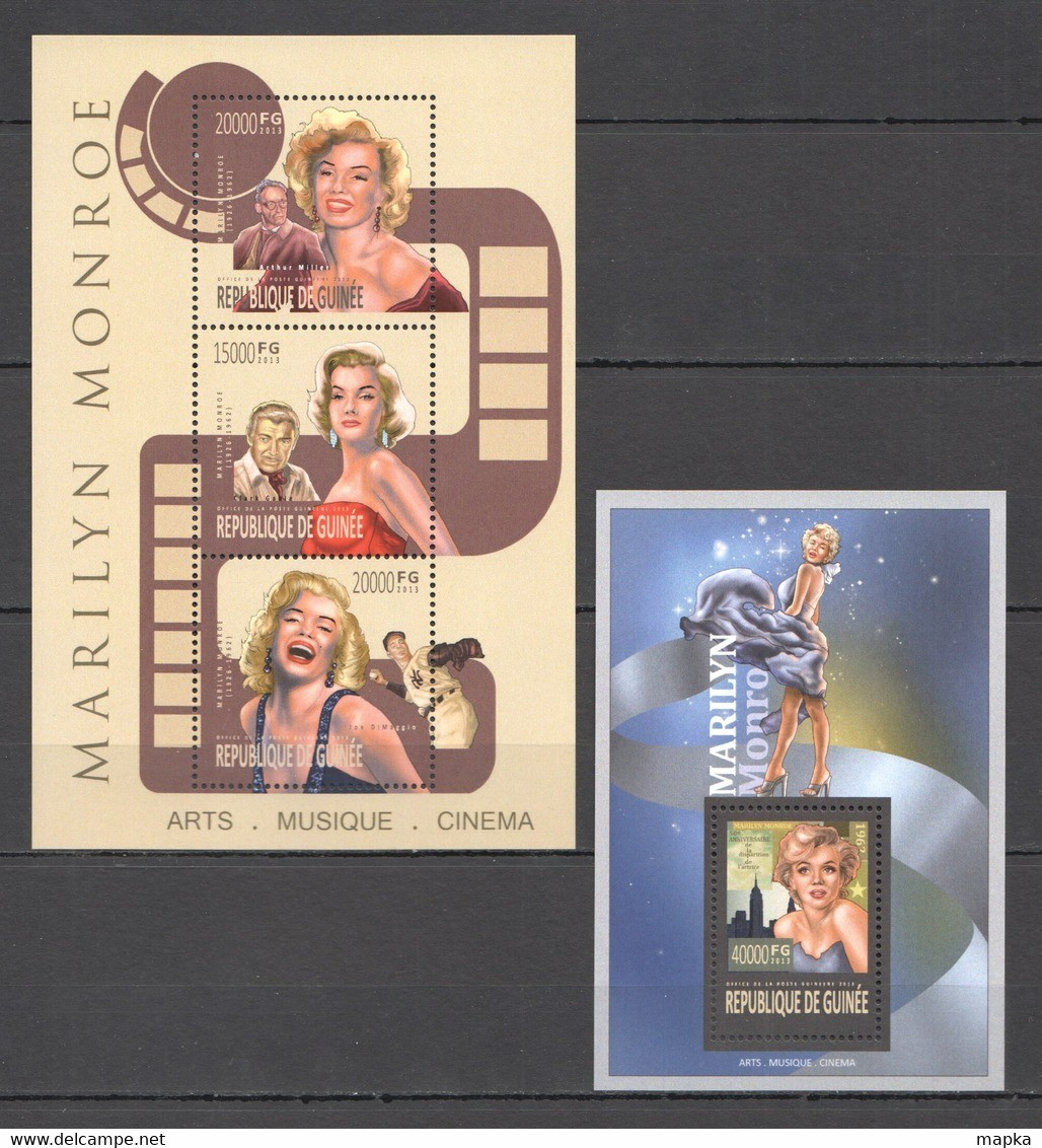 ST1308 2013 GUINEE GUINEA CINEMA FAMOUS PEOPLE LEGENDARY MARILYN MONROE KB+BL MNH - Actors