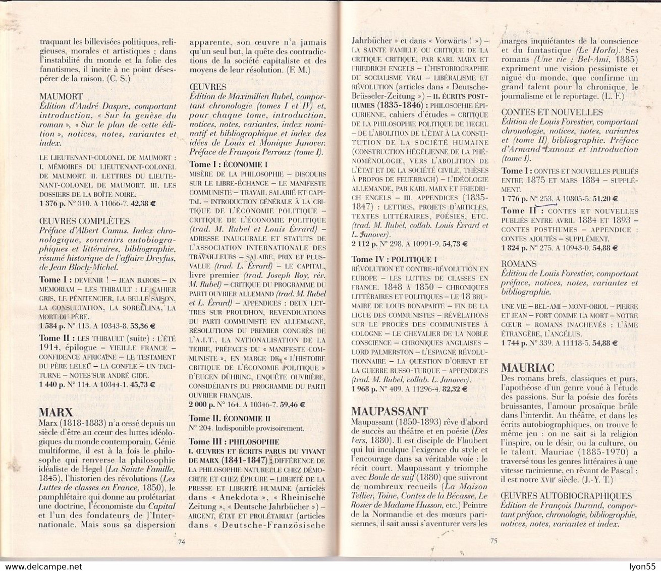 Catalogue 2002 La Pléiade 156 Pages - La Pléiade