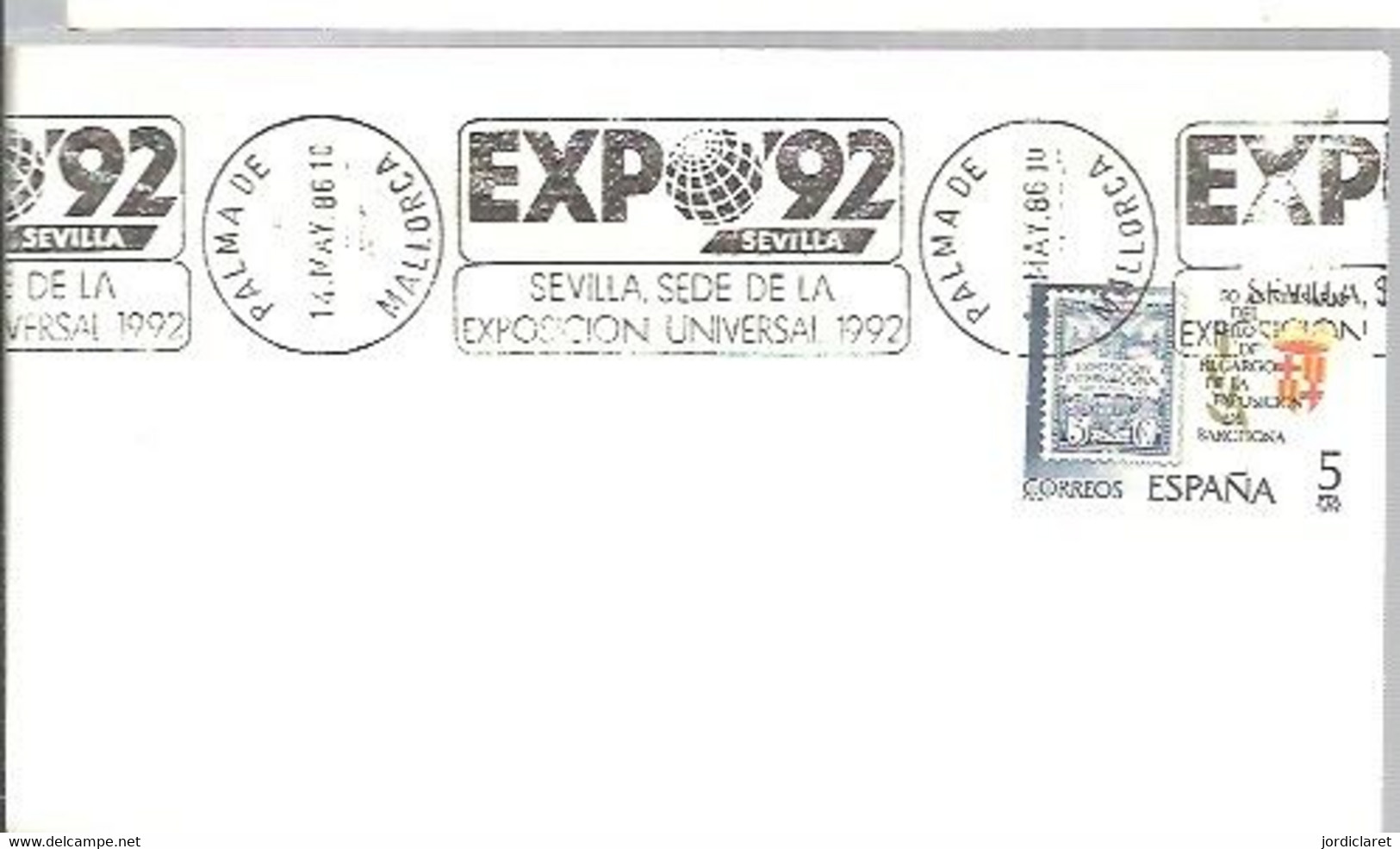 POSTMARKET ESPAÑA  PALMA DE MALLORCA - 1992 – Sevilla (Spain)
