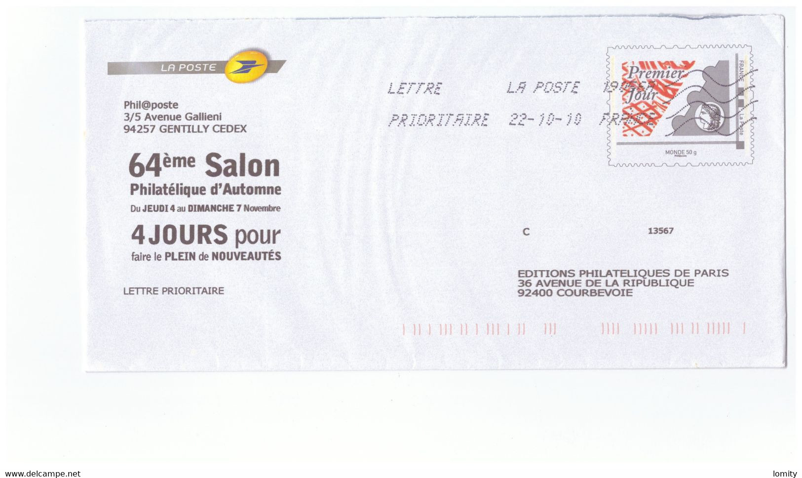 PAP Pret à Poster Service Philatélique De La Poste Premier Jour 64e Salon Philatélique D'Automne - Prêts-à-poster:  Autres (1995-...)