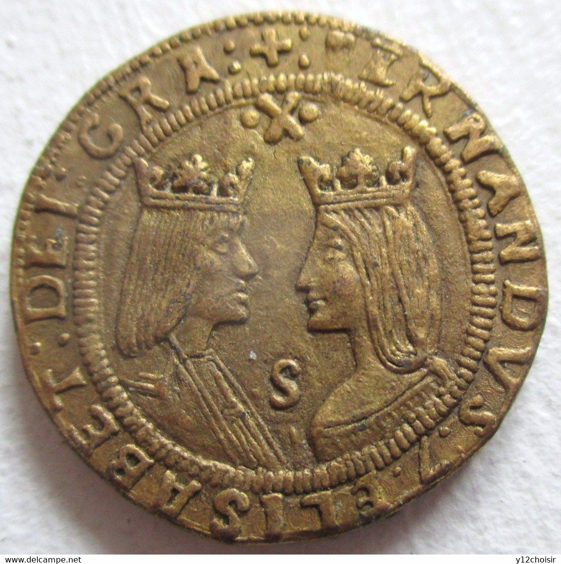 PIECE METAL DOUBLE EXCELLENTE ENV. 1490 ESPAGNE  LE TRESOR DES PIRATES COLLECTION BP - Specimen