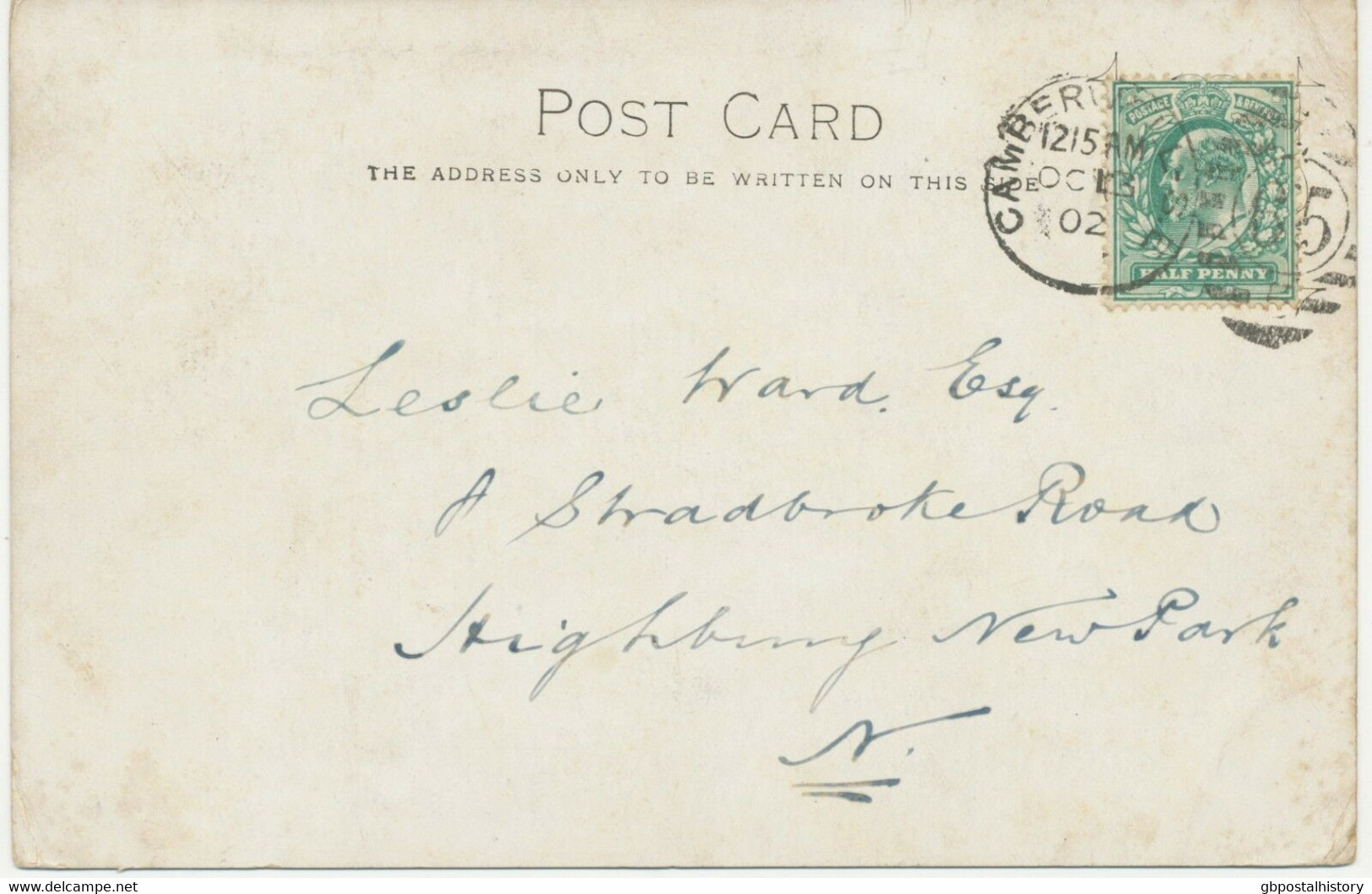 GB 1902 EVII 1/2d Bluegreen Dulwich Pc Duplex-cancel "CAMBERWELL-S.E / 65 / 5" - Storia Postale