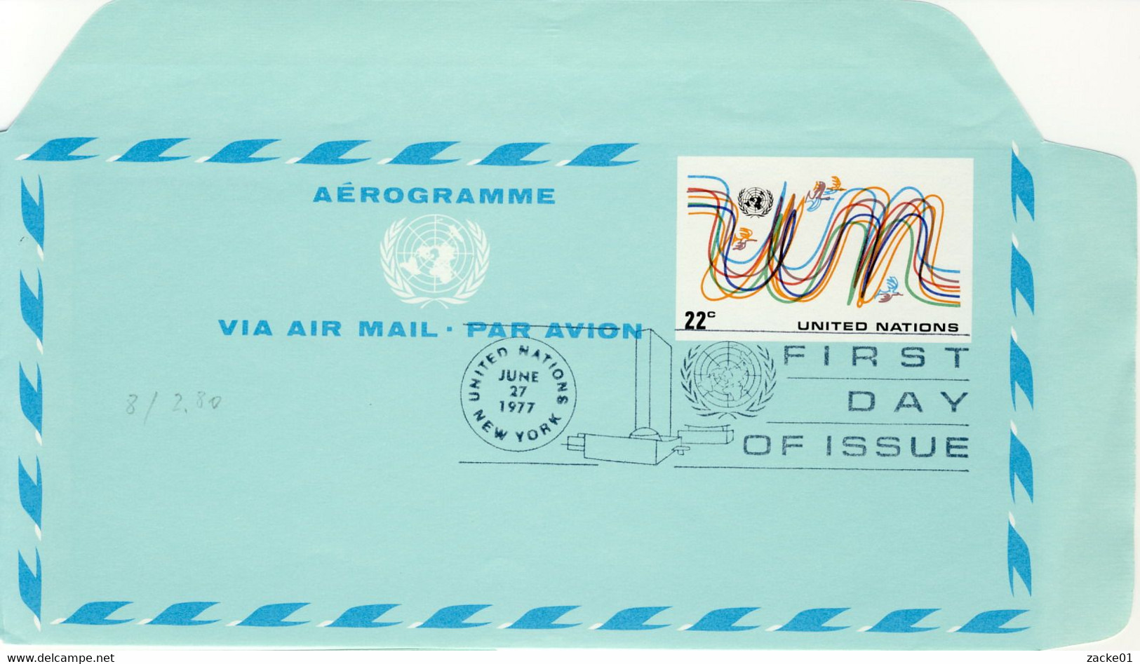 4 Stck. Luftpostfaltbriefe 1977/1987 (gestempelt) UNO NY Ganzs. - Poste Aérienne